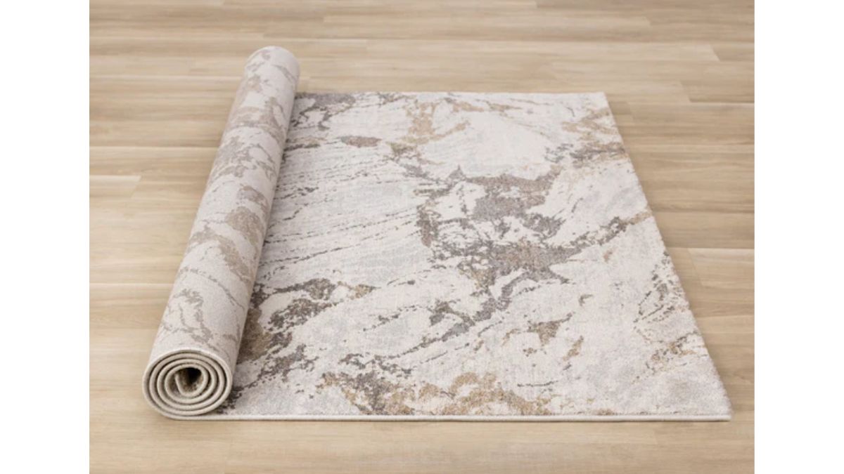 Mae White Grey Beige Marble Design Rug