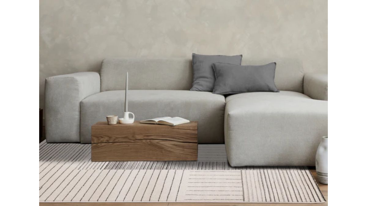 Mae White Black Intricate Line Design Rug