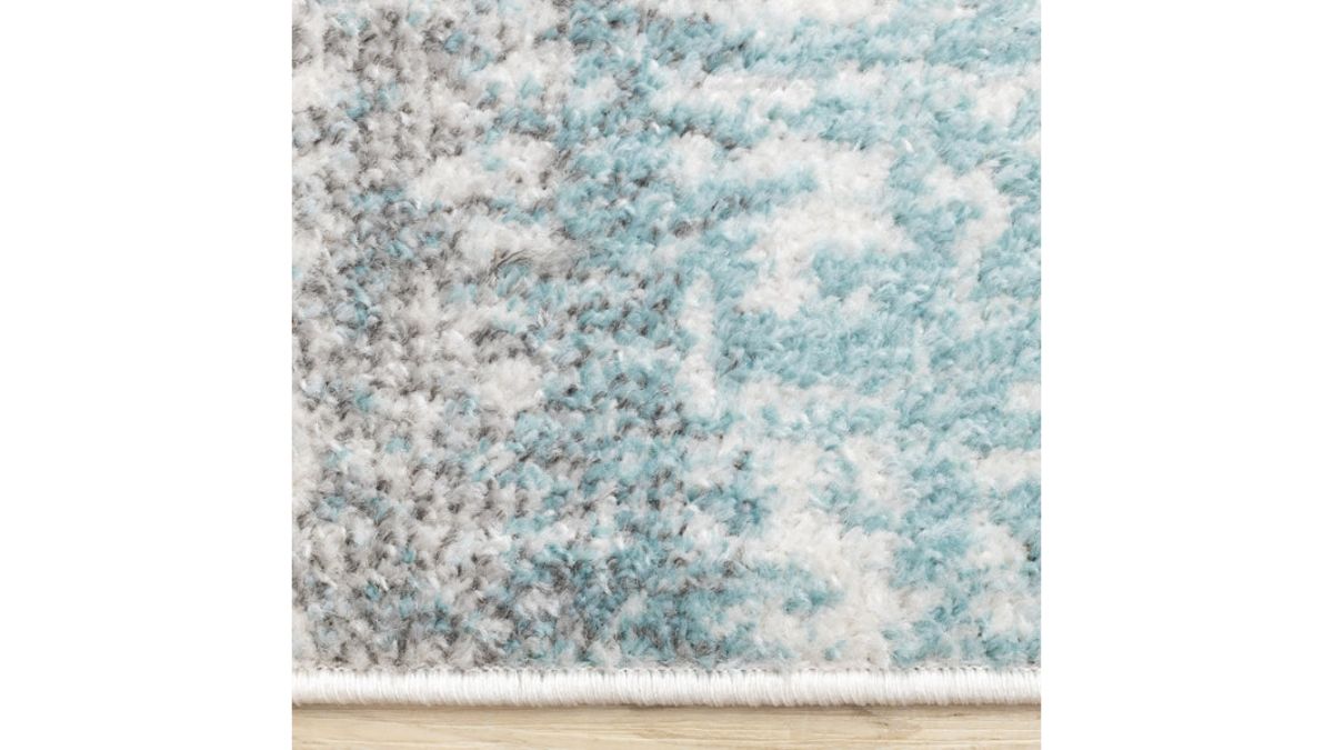 Fresco Blue White Grey Layered Distressed Rug