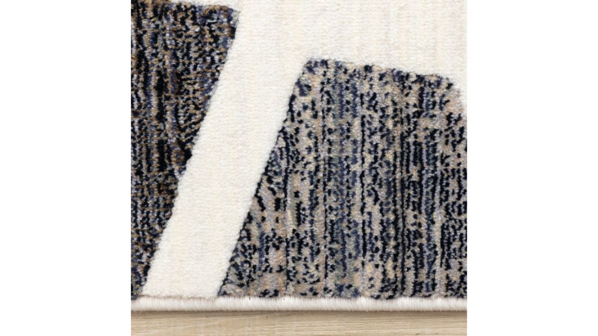 Samira Cream Blue Red Shattered Glass Design Rug