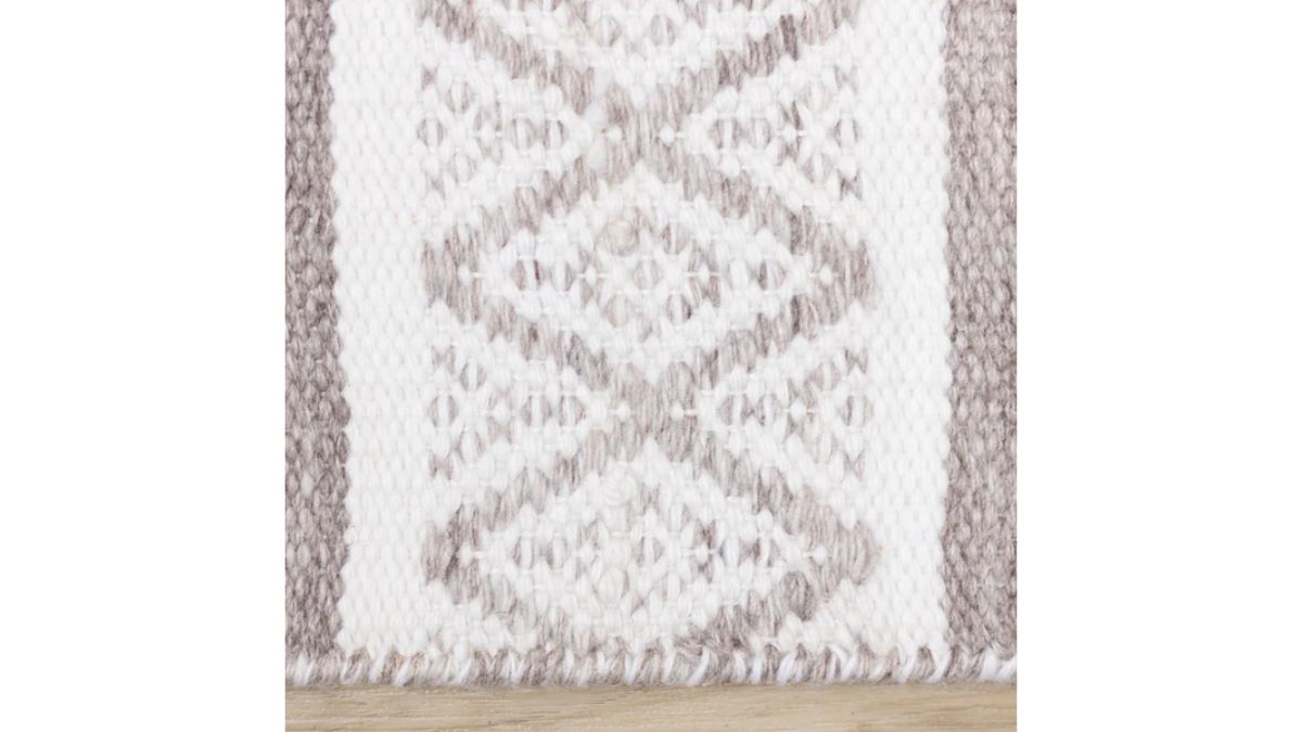 Aspen Grey Cream Striped Diamond Pattern Rug