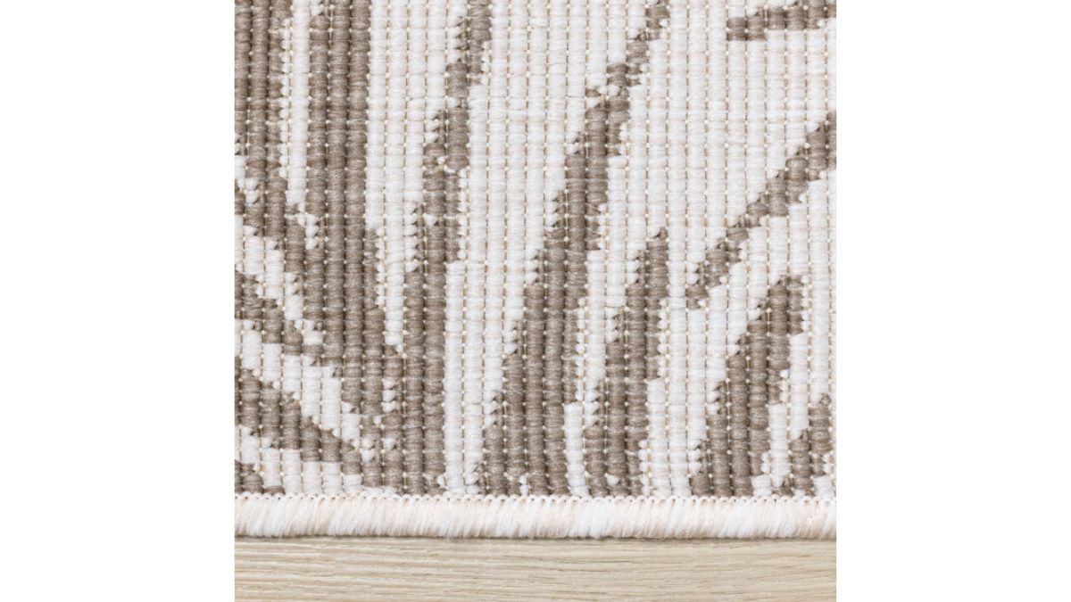 Bristol Beige Cream Leaf Motif Reversible Rug