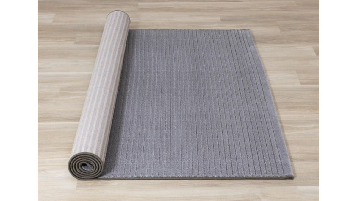 Ella Grey Carved Stripe Plush Rug