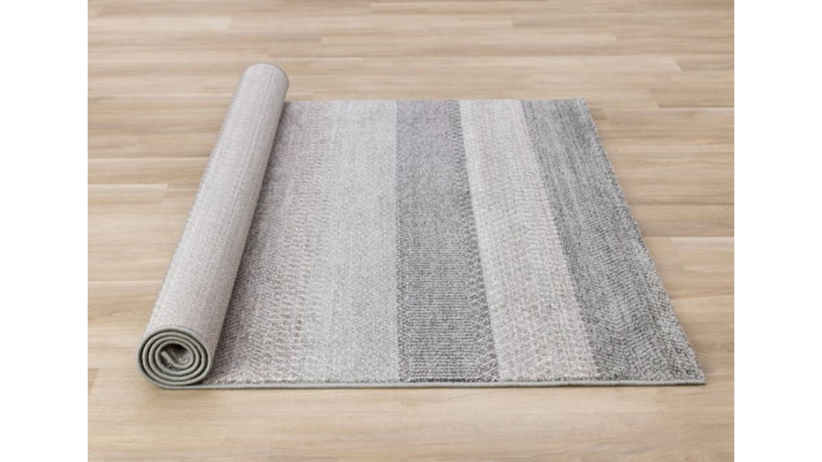 Mae Grey White Taupe Banded Pattern Rug
