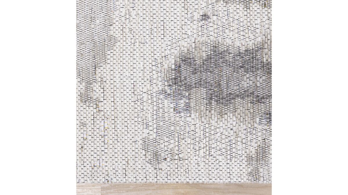 Cathedral Cream Grey Marble Pattern Chenille Rug