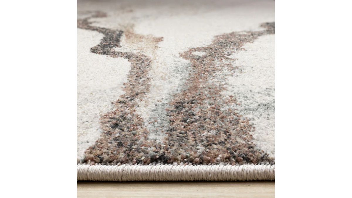 Mae White Grey Orange Veined Marble Design Rug