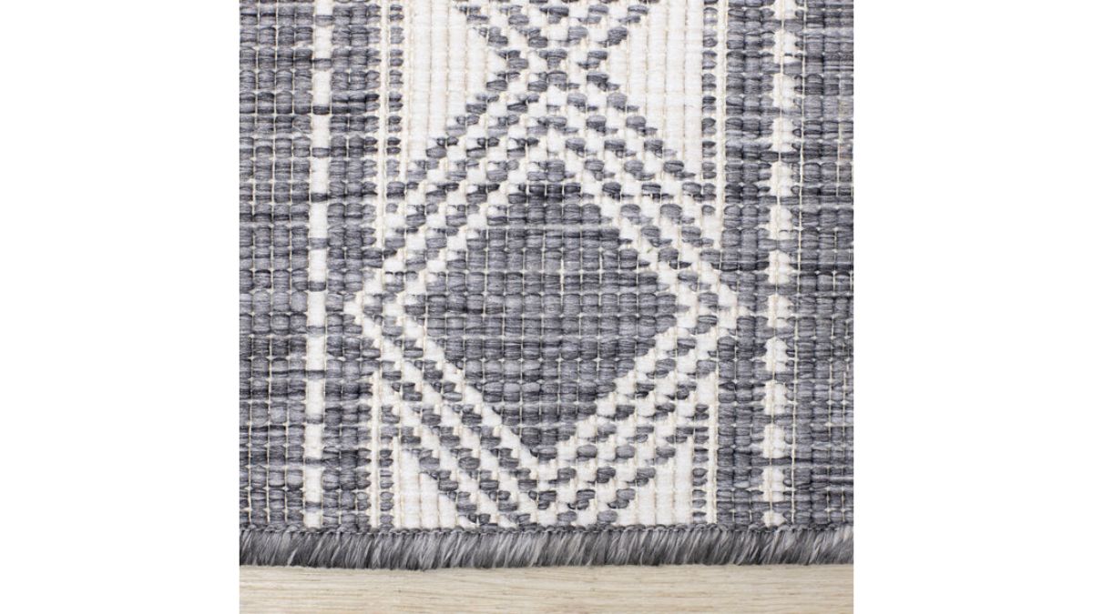 Bristol Reversible Grey White Striped Pattern Outdoor Rug