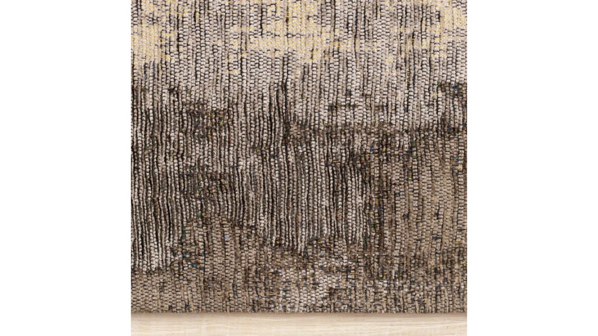 Cathedral Brown Black Green Distressed Brush Strokes Rug