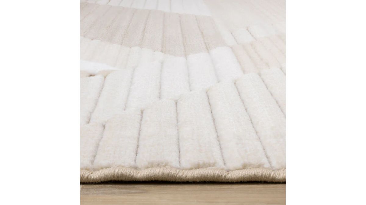 Ella Beige Cream Elegant Contemporary Geometric Pattern Rug