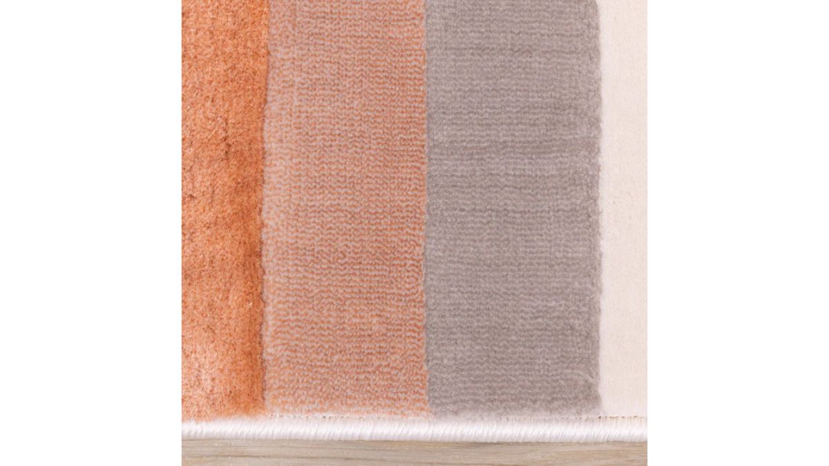 Belle Pink Grey Cream Multi-Geometric Pattern Plush Rug