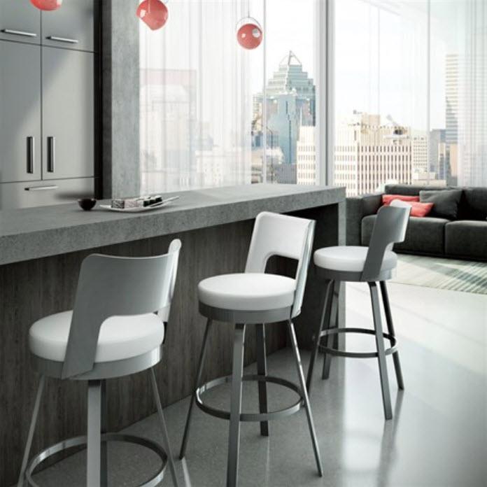 Amisco Brock 41435-34 Spectator Height Swivel Stool - Magnetite/Blizzard IMAGE 3