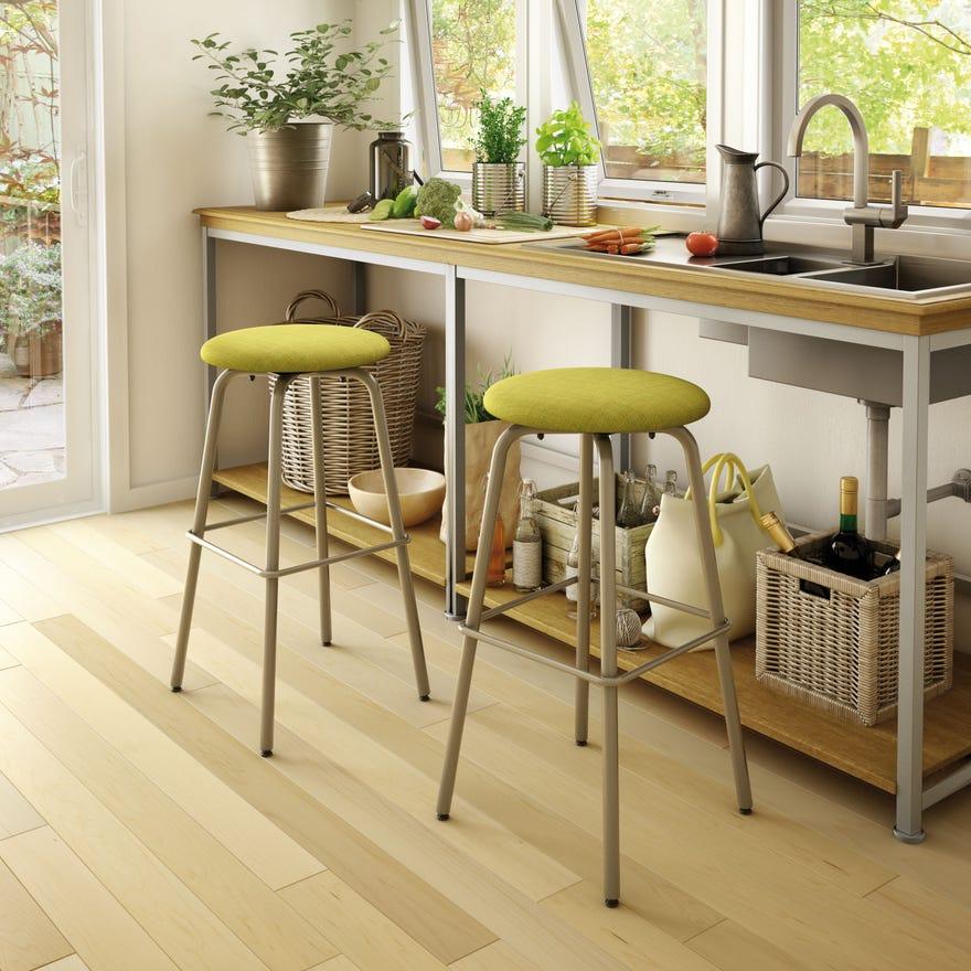 Amisco Button 42460-30 Pub Height Cushion Stool - Magnetite/Ink IMAGE 3