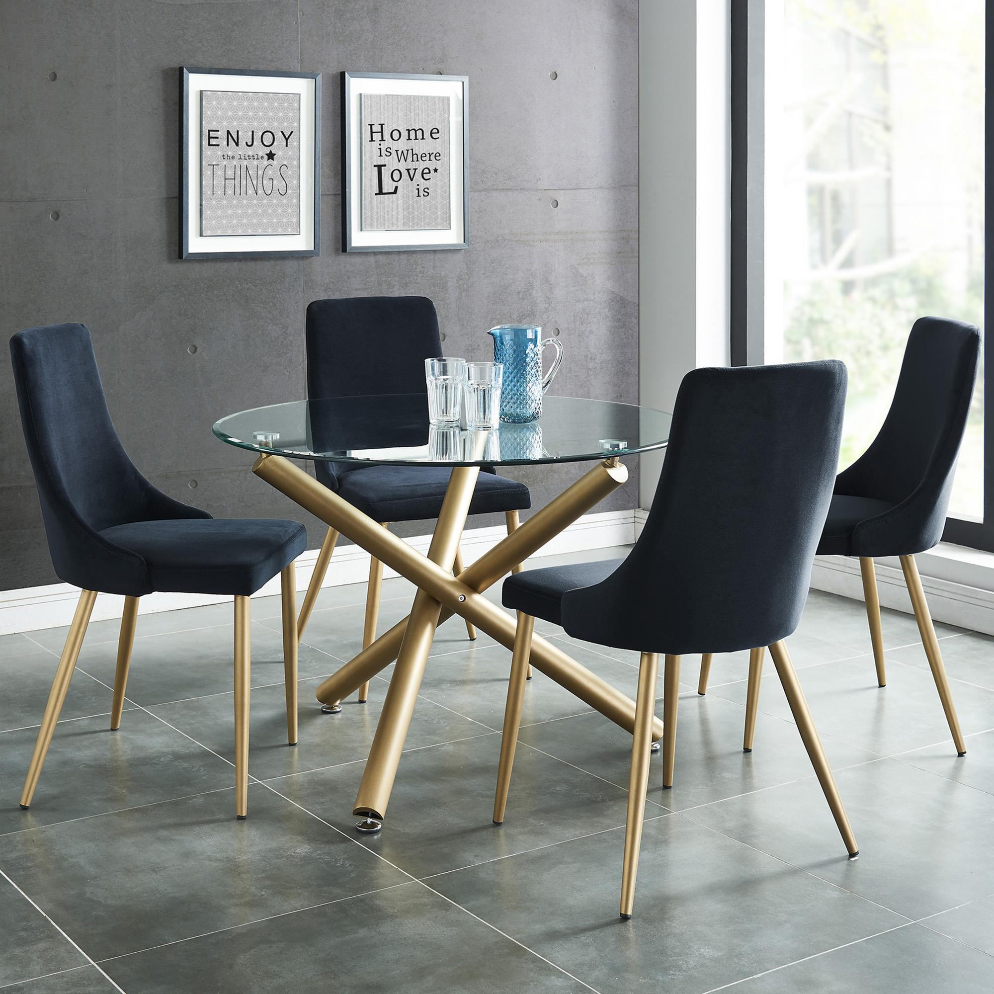 Worldwide Home Furnishings Carmilla 207-353GD_BK 5 pc Dining Set - Aged Gold with Black Chair IMAGE 1