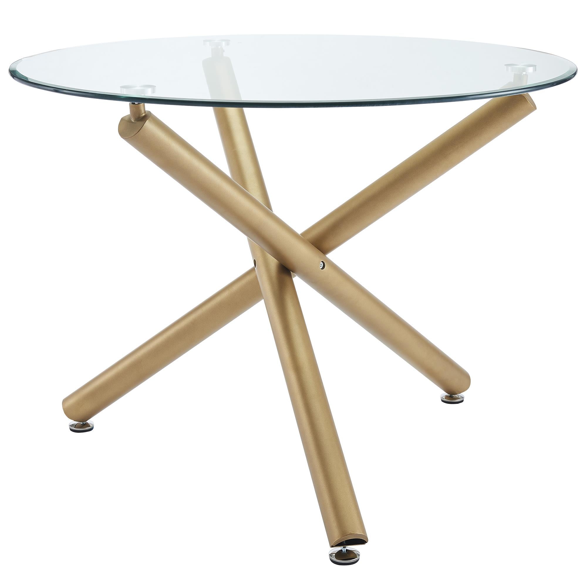 Worldwide Home Furnishings Carmilla 207-353GD_GY 5 pc Dining Set - Aged Gold with Grey Chair IMAGE 2