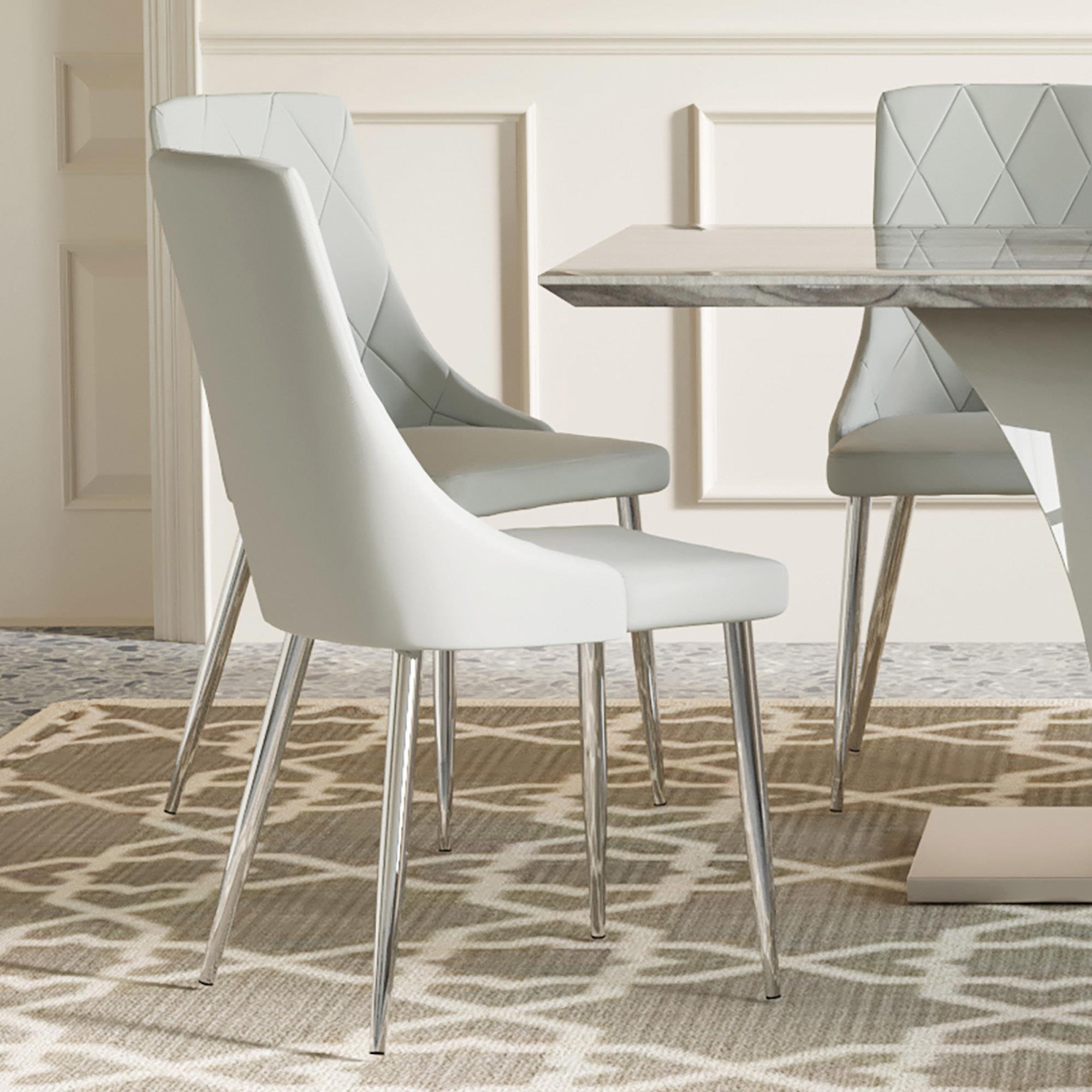 !nspire Devo 202-087LG Dining Chair - Light Grey and Chrome IMAGE 2