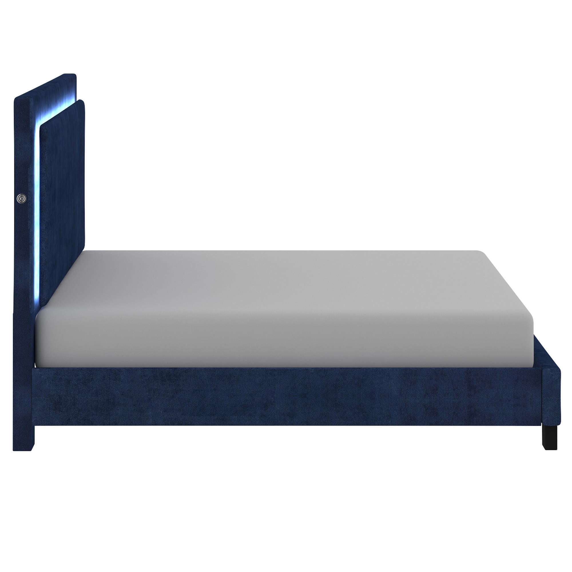 !nspire Lumina 101-088K-BL 78" King Platform Bed w/Light - Blue IMAGE 3