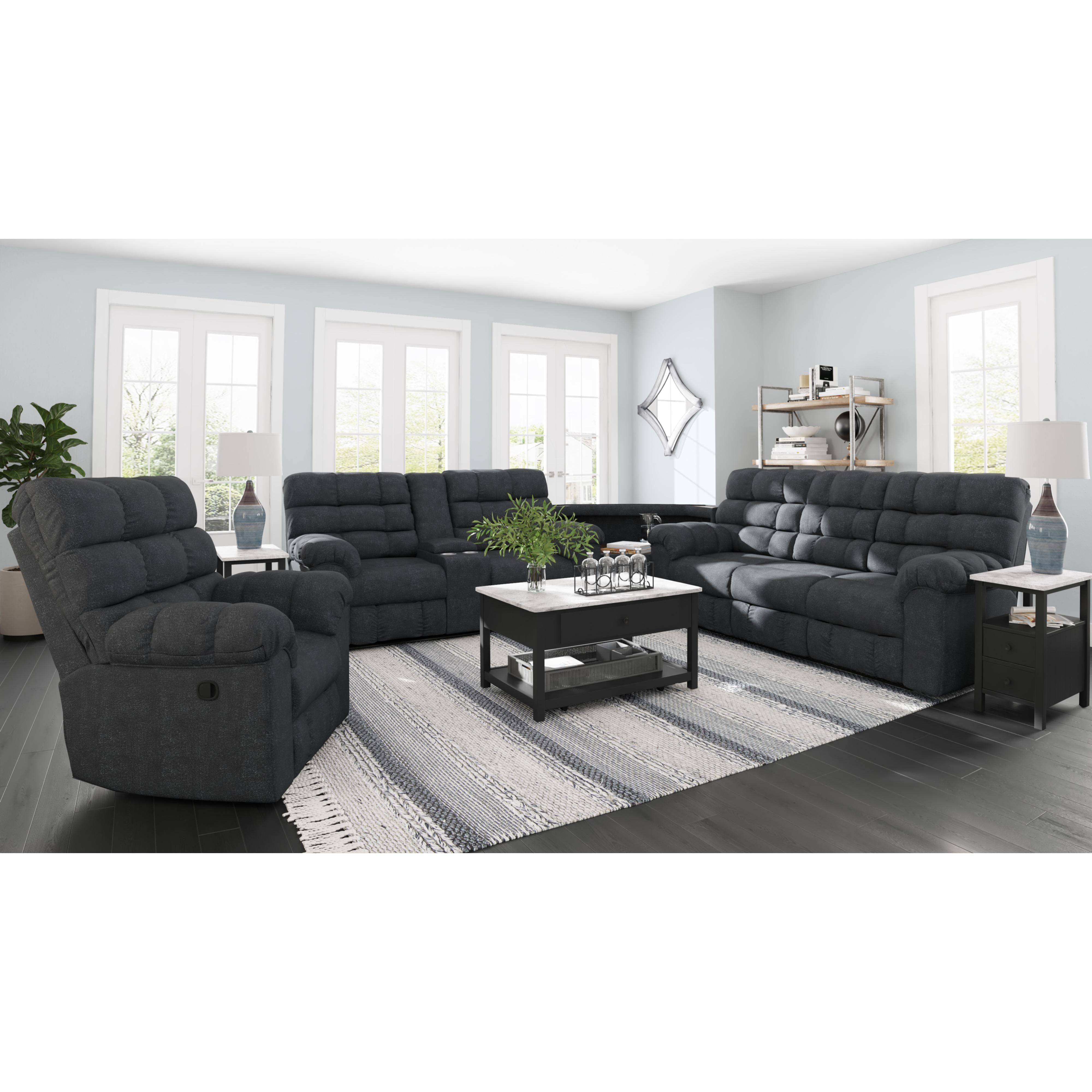 Signature Design by Ashley Wilhurst Reclining Fabric Loveseat with Console 5540394 IMAGE 11
