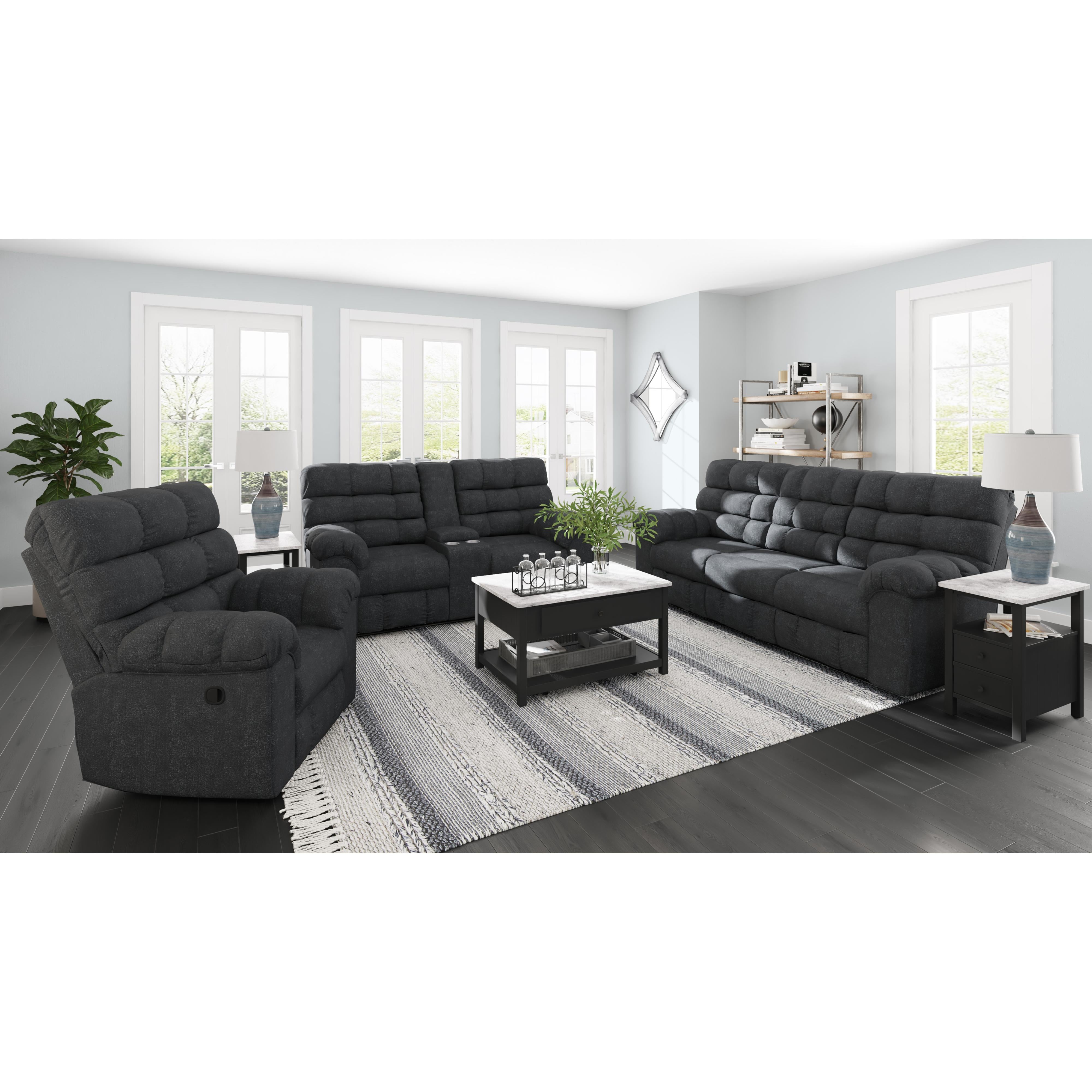 Signature Design by Ashley Wilhurst Reclining Fabric Loveseat with Console 5540394 IMAGE 12