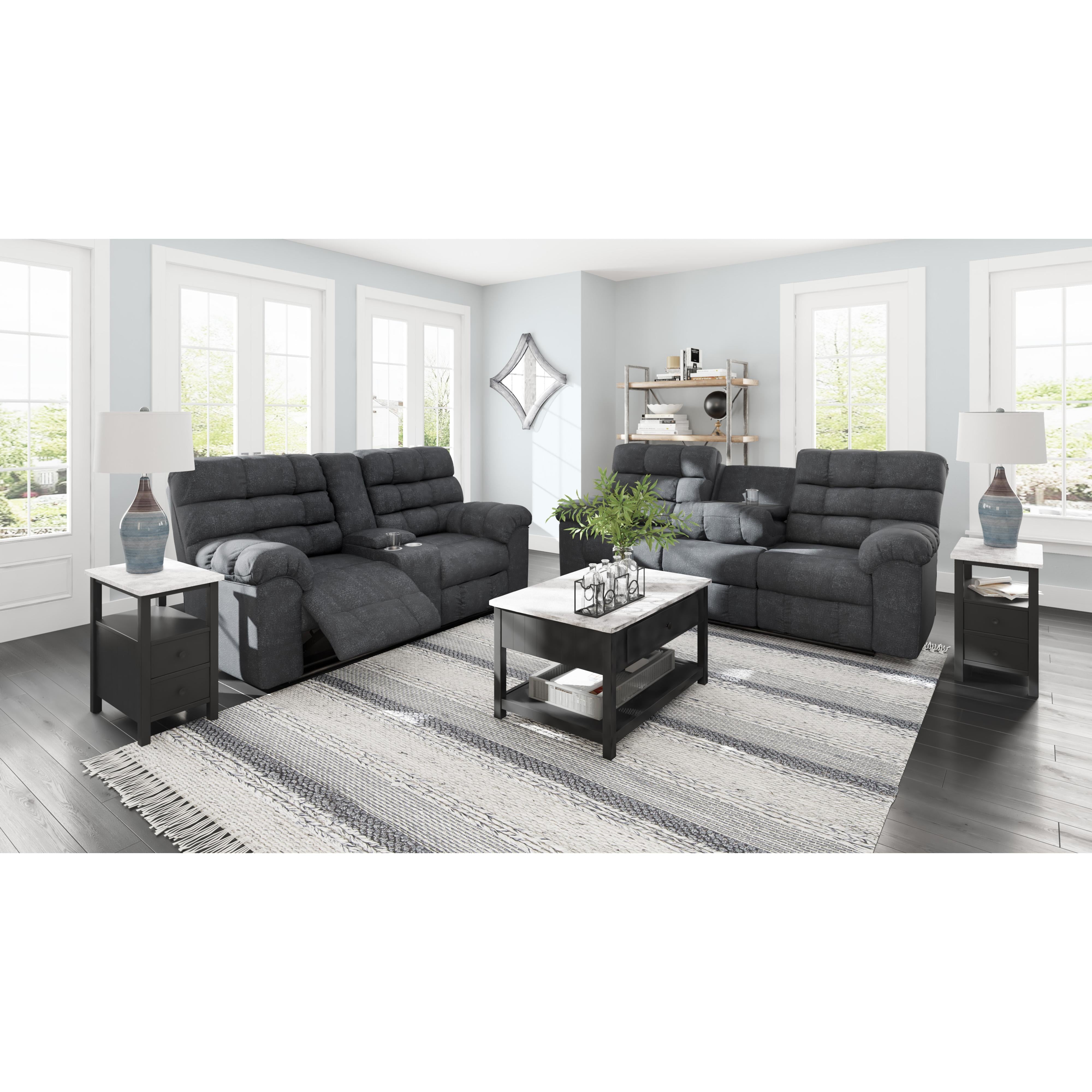 Signature Design by Ashley Wilhurst Reclining Fabric Loveseat with Console 5540394 IMAGE 14