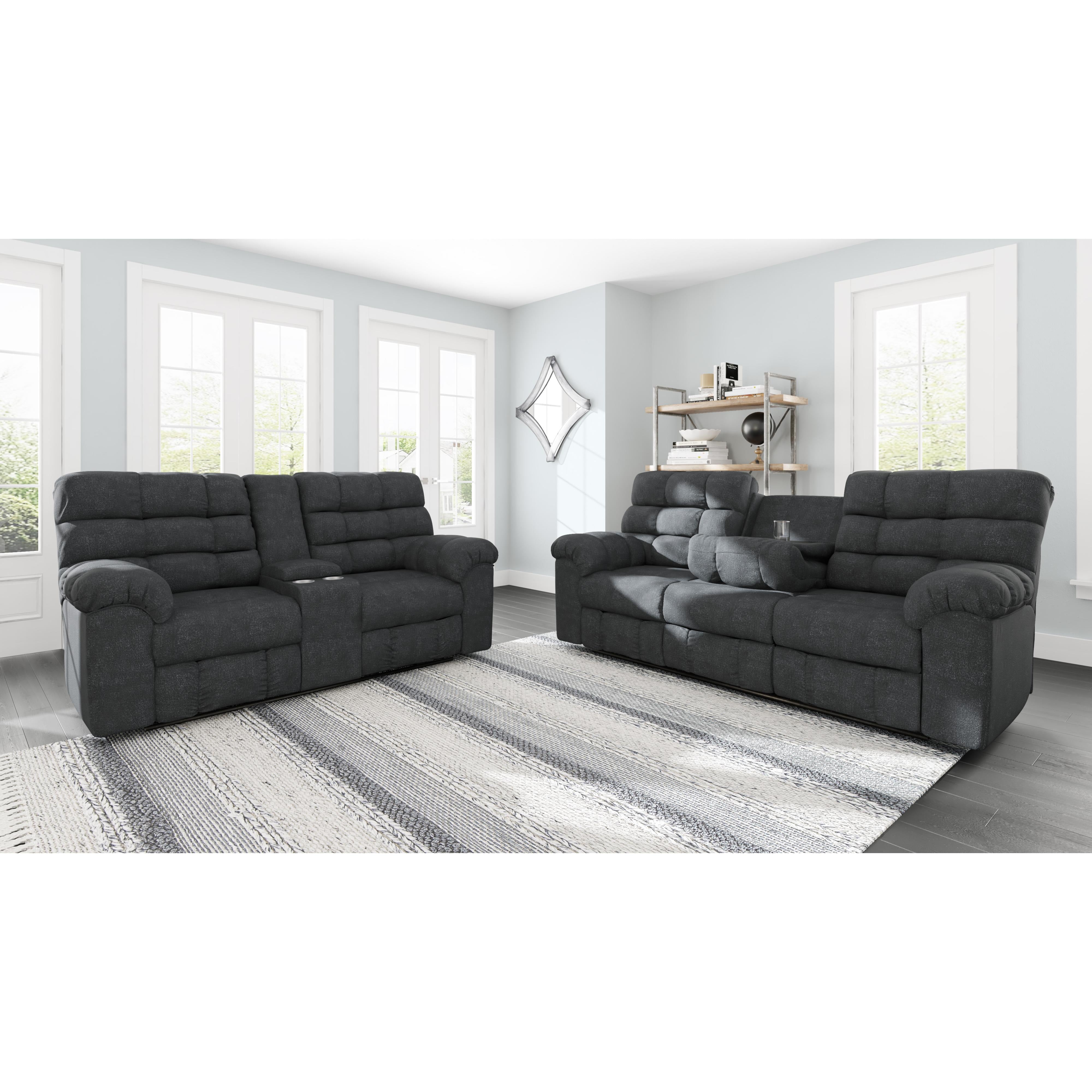 Signature Design by Ashley Wilhurst Reclining Fabric Loveseat with Console 5540394 IMAGE 8