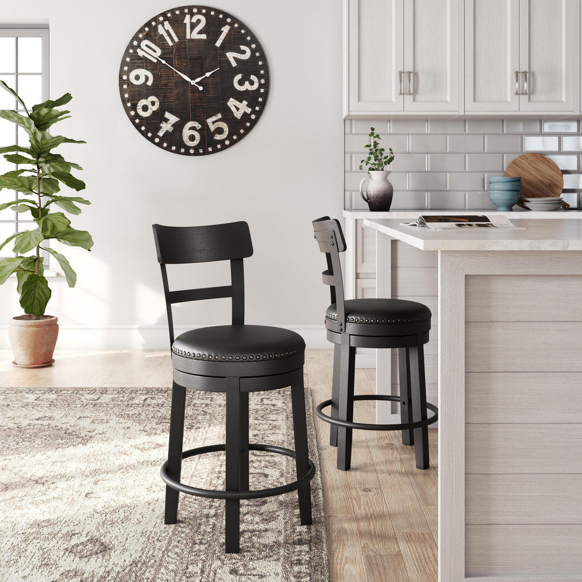 Signature Design by Ashley Valebeck D546-624 Upholstered Swivel Barstool IMAGE 5