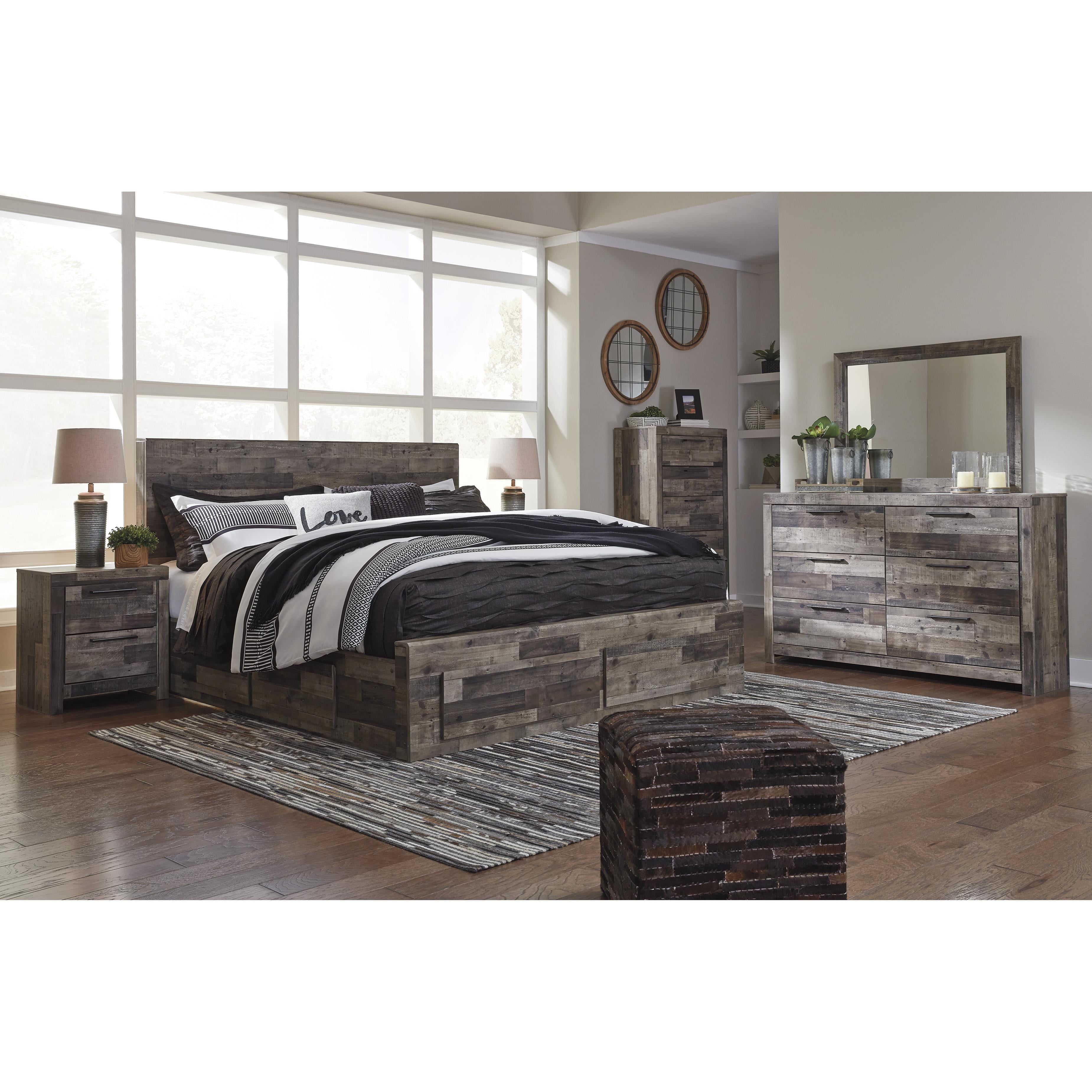 Benchcraft Derekson B200B19 King Panel Bed with 4 Storage Drawers IMAGE 3