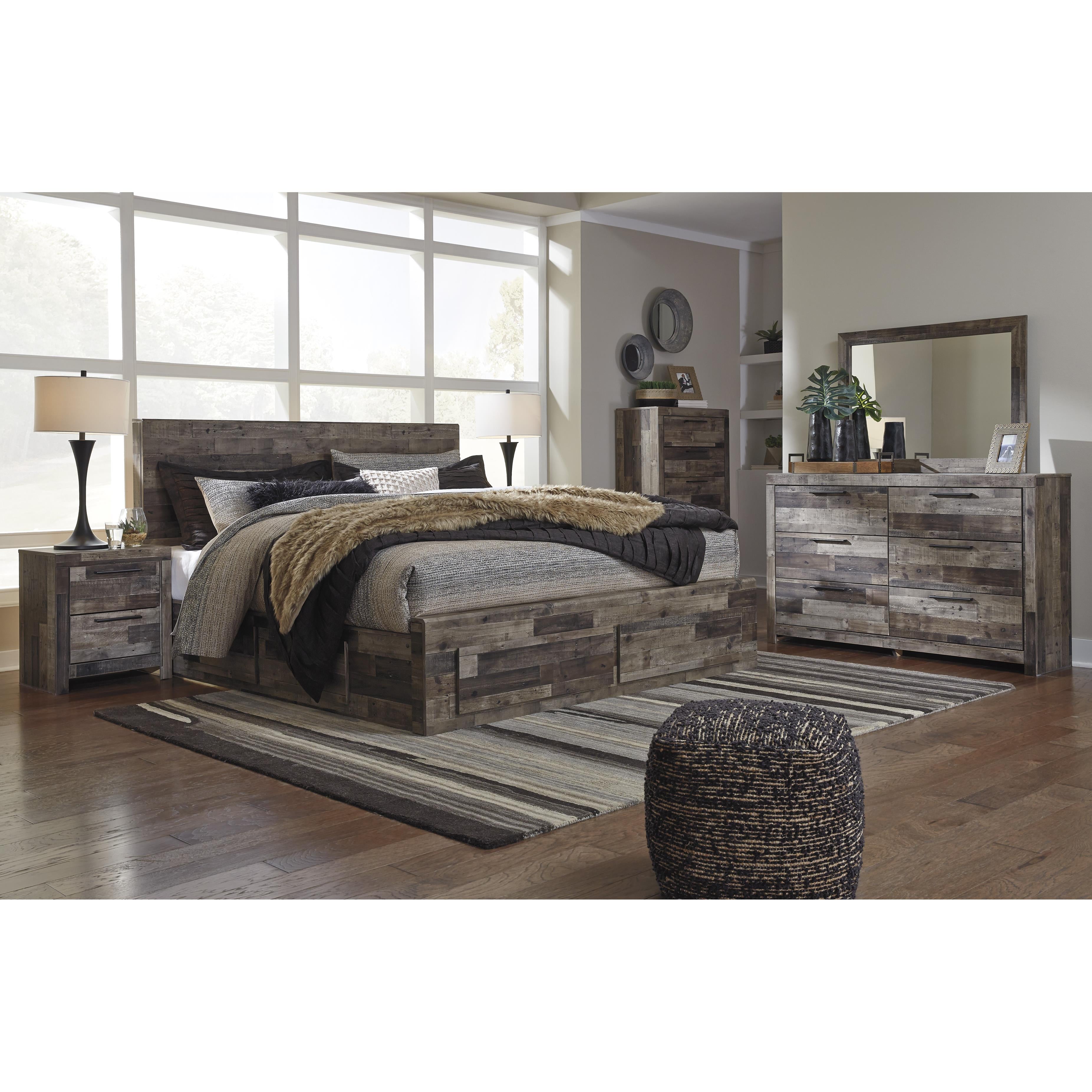 Benchcraft Derekson B200B19 King Panel Bed with 4 Storage Drawers IMAGE 4