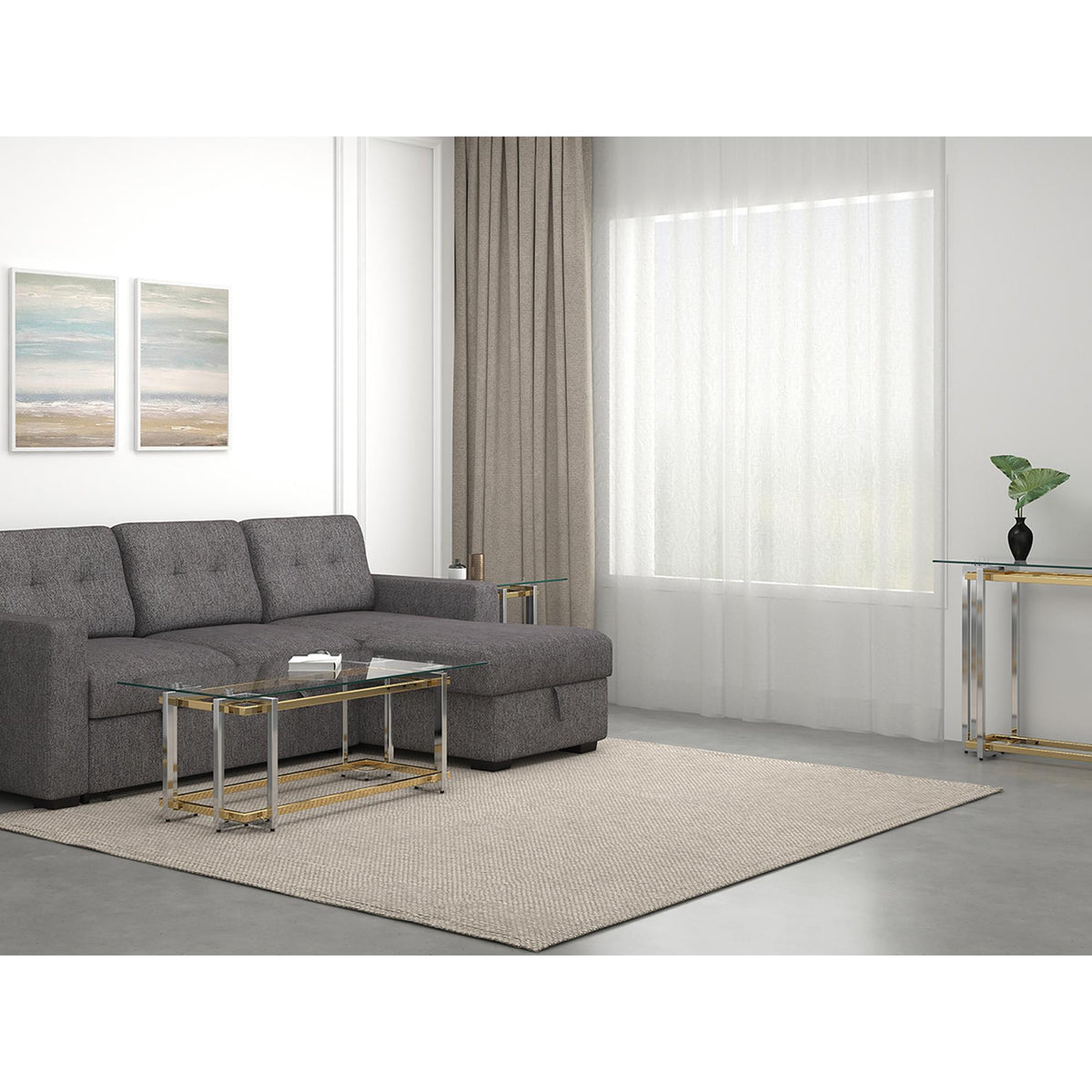 !nspire Florina 301-561REC Coffee Table - Silver and Gold IMAGE 7