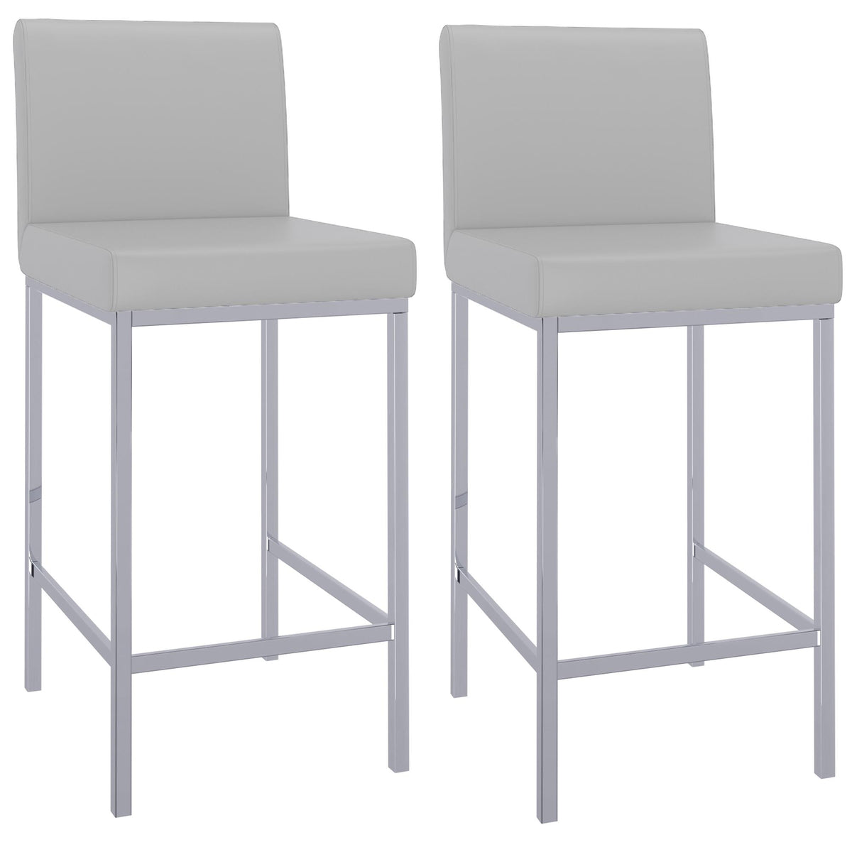 !nspire Porto 203-576GY 26" Counter Stool - Grey and Chrome IMAGE 6