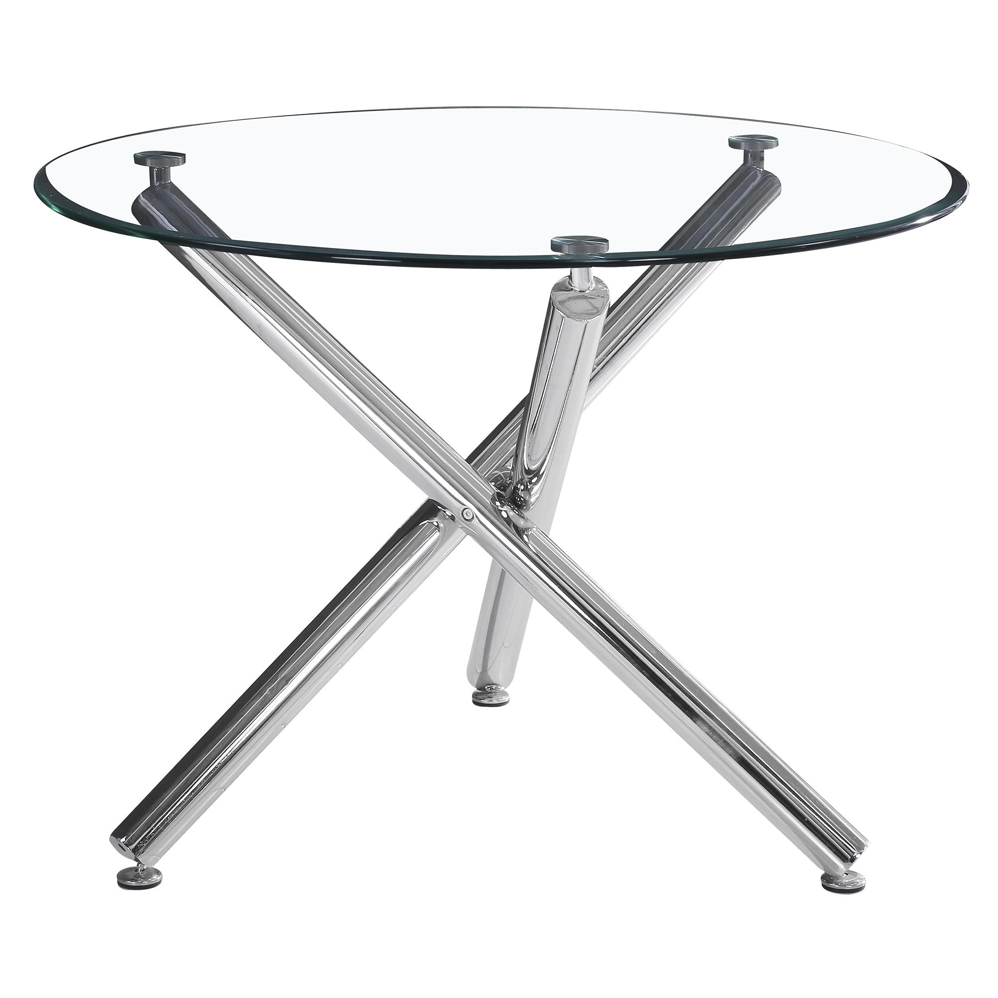 Worldwide Home Furnishings Solara/Devo 207-160_087BK 5 pc Dining Set - Chrome with Black Chair IMAGE 2