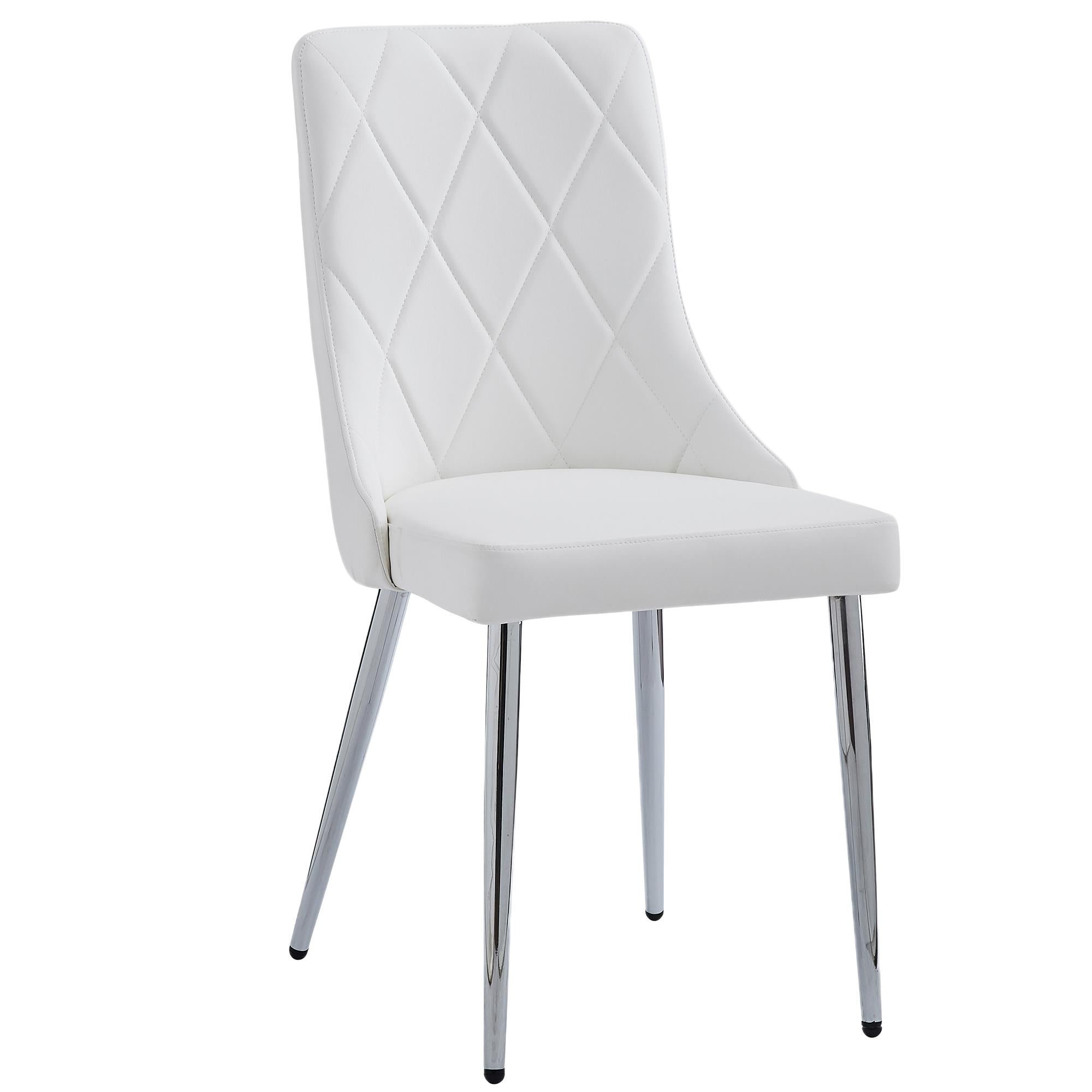 Worldwide Home Furnishings Solara/Devo 207-160_087WT 5 pc Dining Set - Chrome with White Chair IMAGE 5