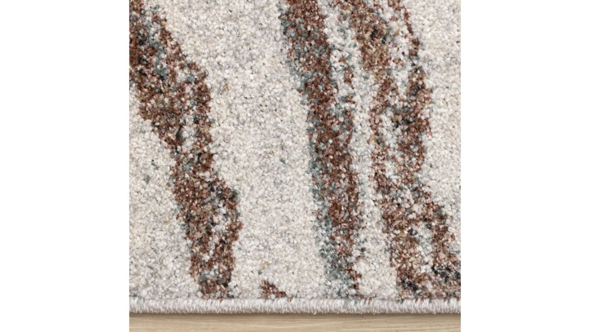 Mae White Grey Orange Veined Marble Design Rug