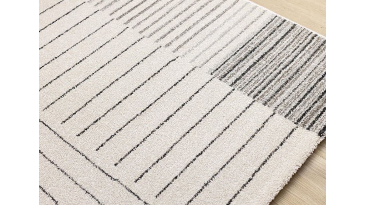 Mae White Black Intricate Line Design Rug