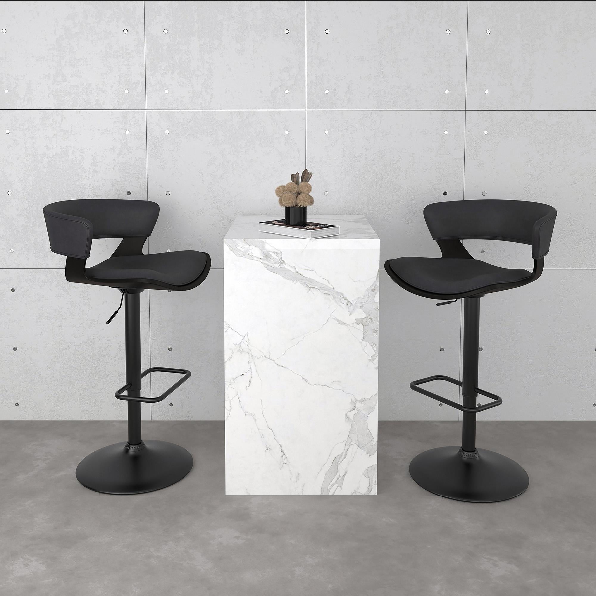 !nspire Rover 203-554CH Adjustable Air Lift Stool - Charcoal and Black IMAGE 2