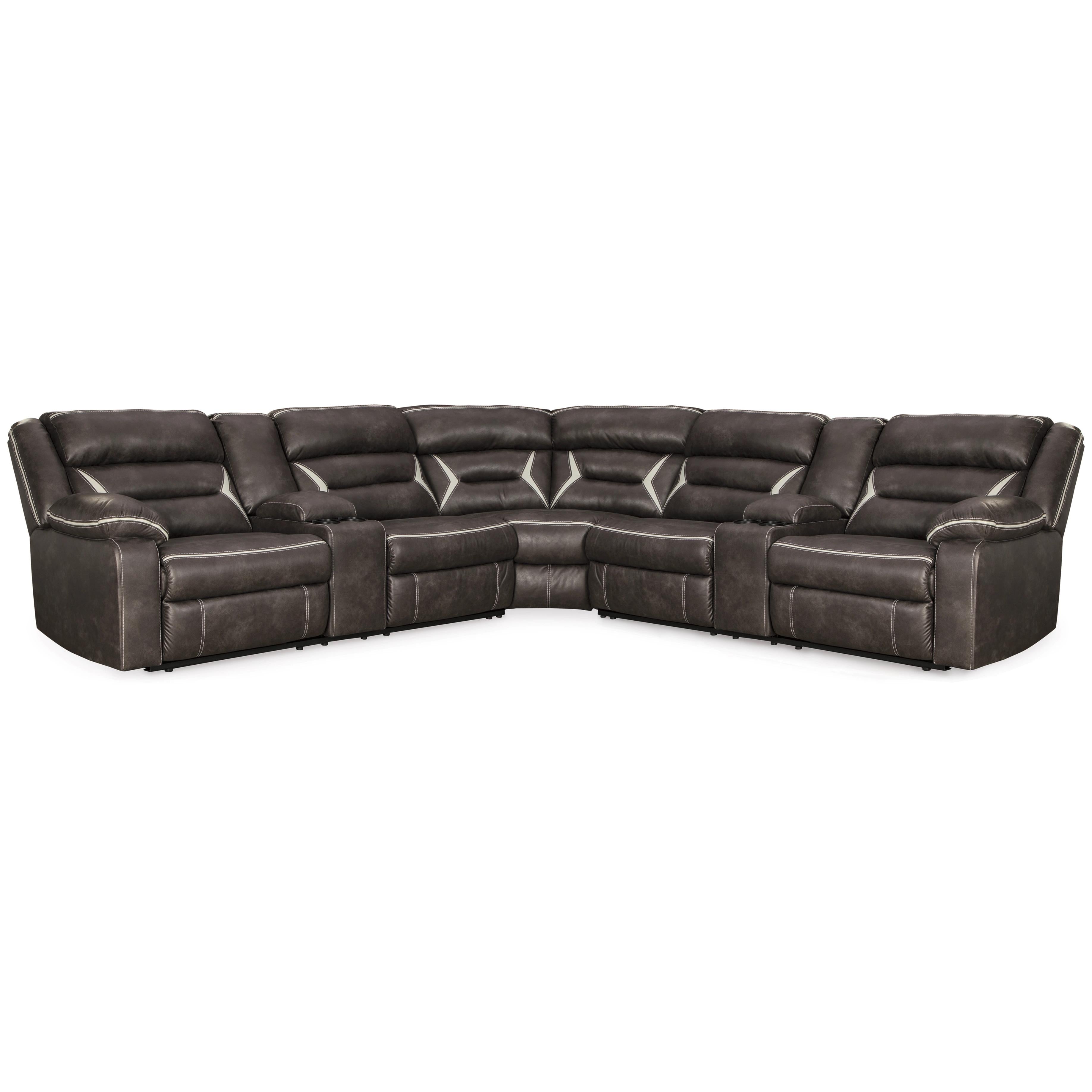 Signature Design by Ashley Kincord 13104S5 3 pc Power Reclining Sectional IMAGE 1
