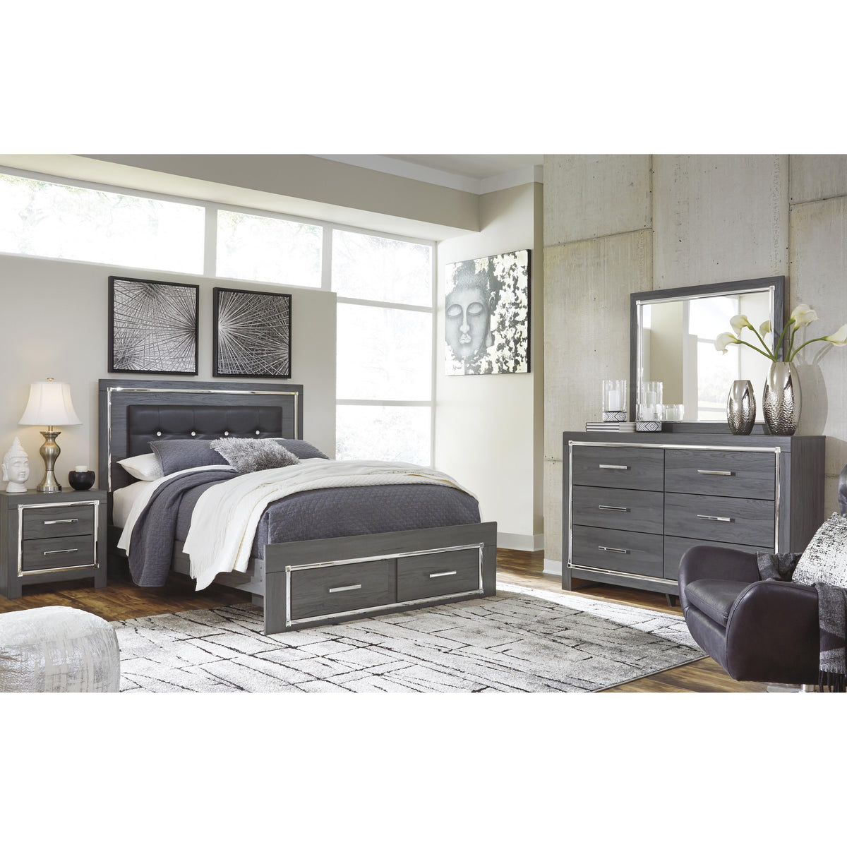Signature Design by Ashley Lodanna B214B12 Queen Panel Bed with 2 Storage Drawers IMAGE 4