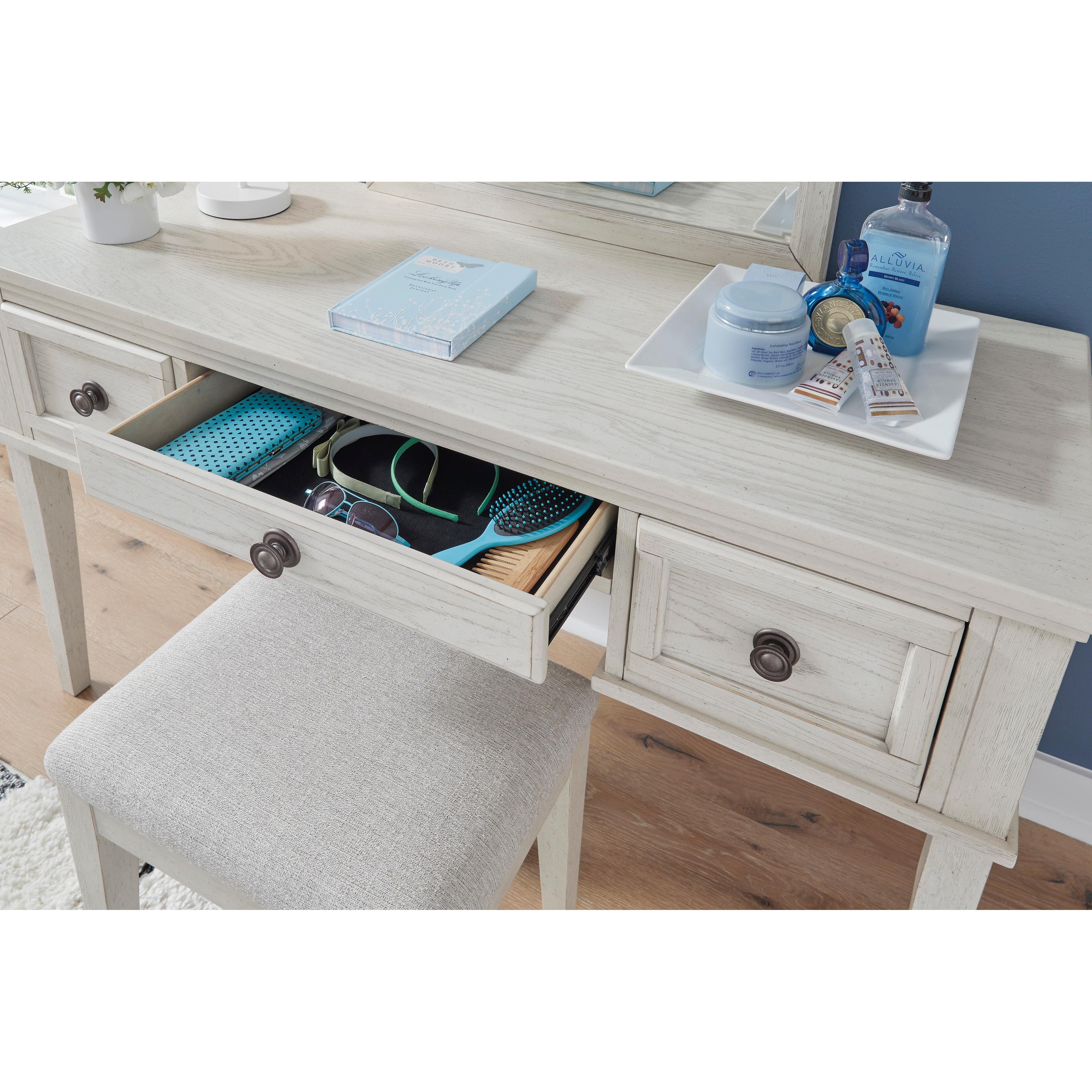 Signature Design by Ashley Robbinsdale B742B11 Mirrored Vanity with Bench IMAGE 2