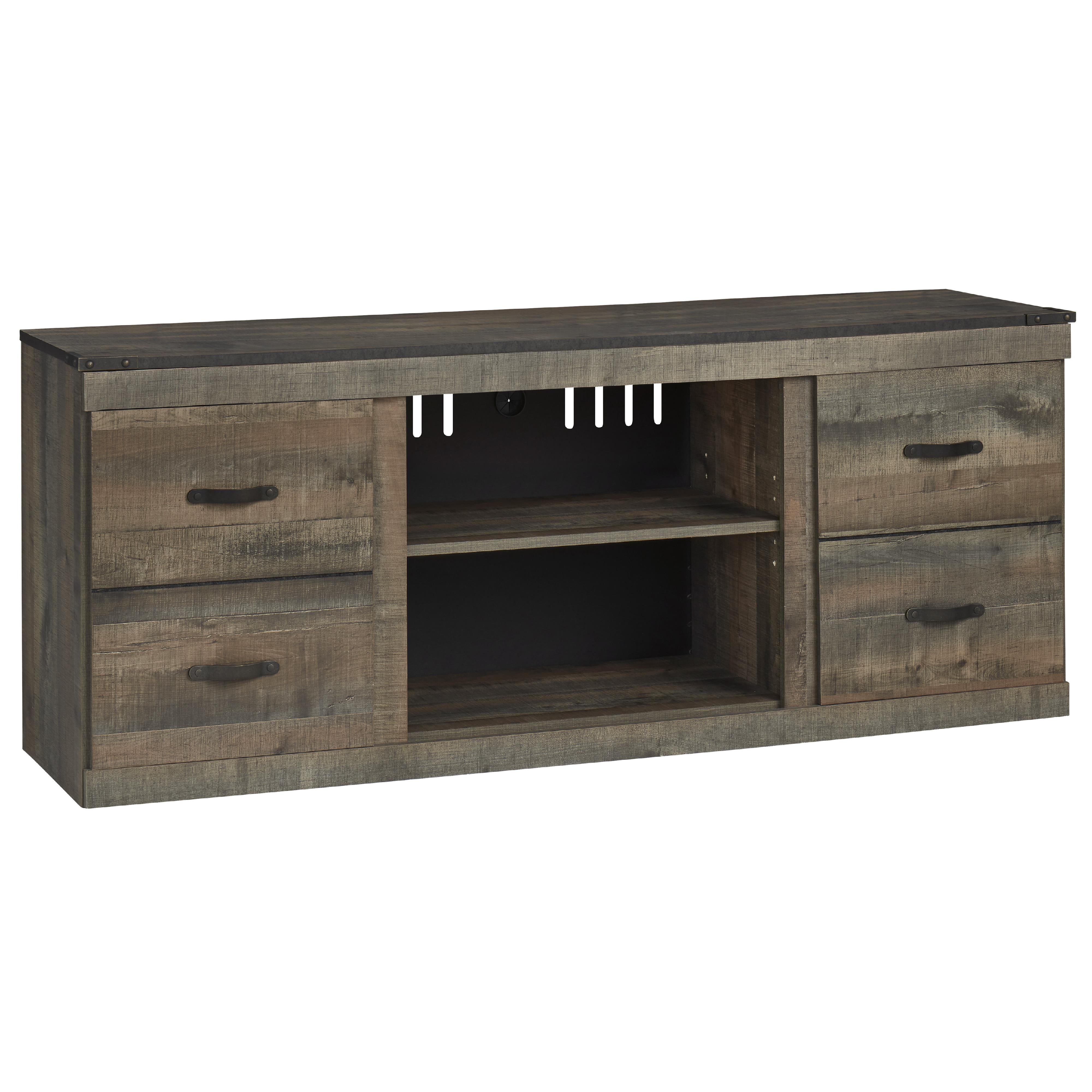 Signature Design by Ashley Trinell EW0446-268 Large TV Stand with Fireplace Option IMAGE 1