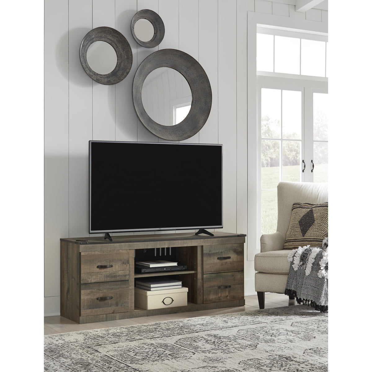 Signature Design by Ashley Trinell EW0446-268 Large TV Stand with Fireplace Option IMAGE 6