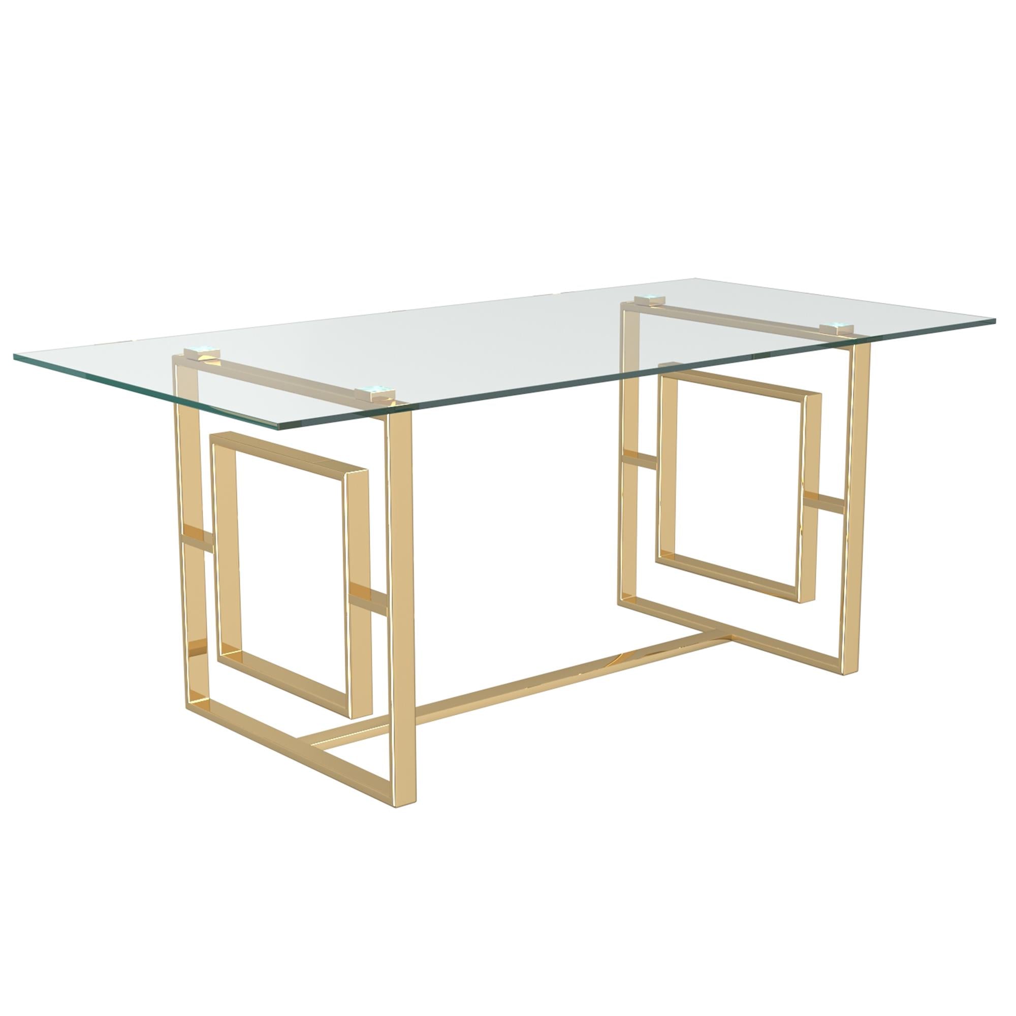 !nspire Eros 201-482GL Rectangular Dining Table - Gold IMAGE 1
