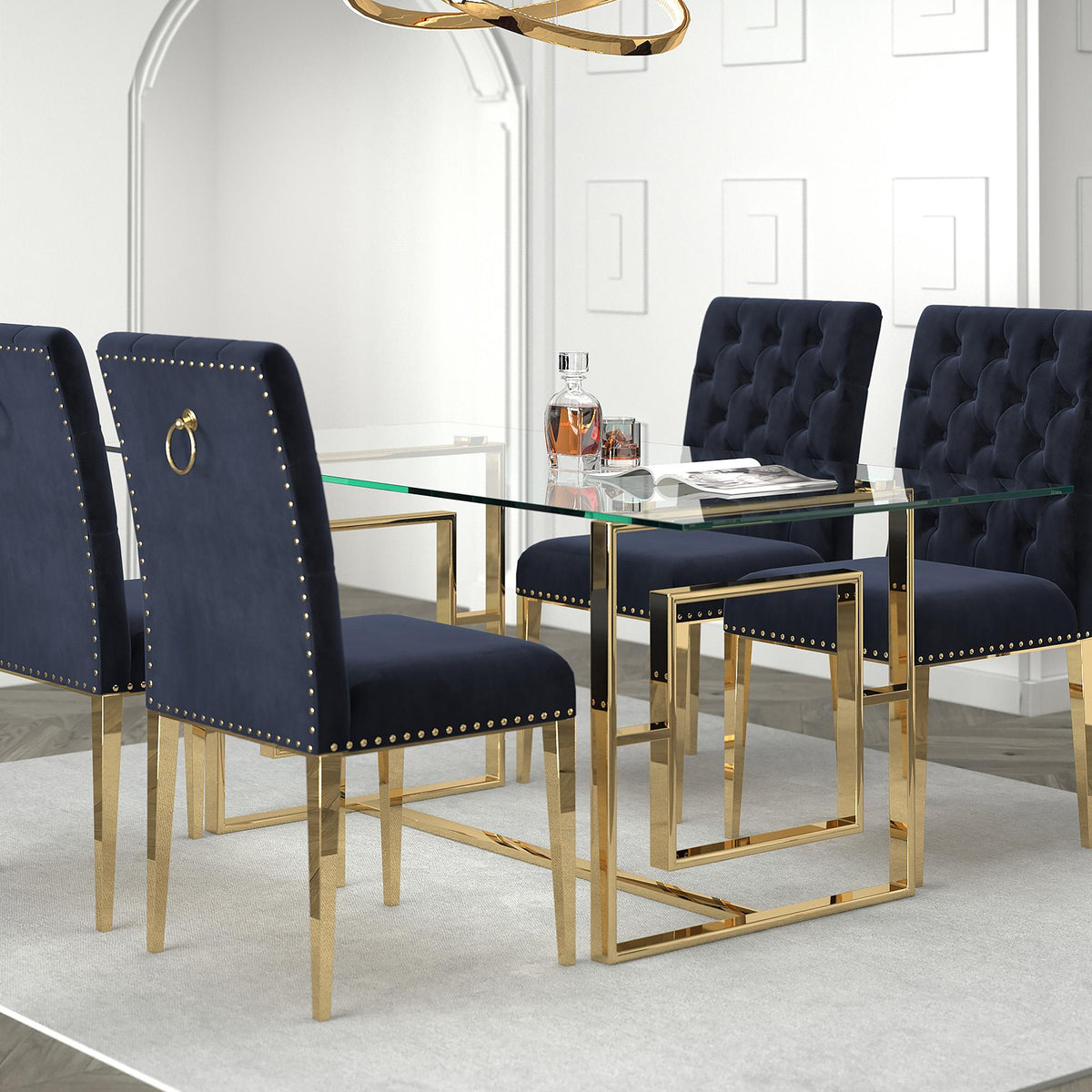 !nspire Eros 201-482GL Rectangular Dining Table - Gold IMAGE 2