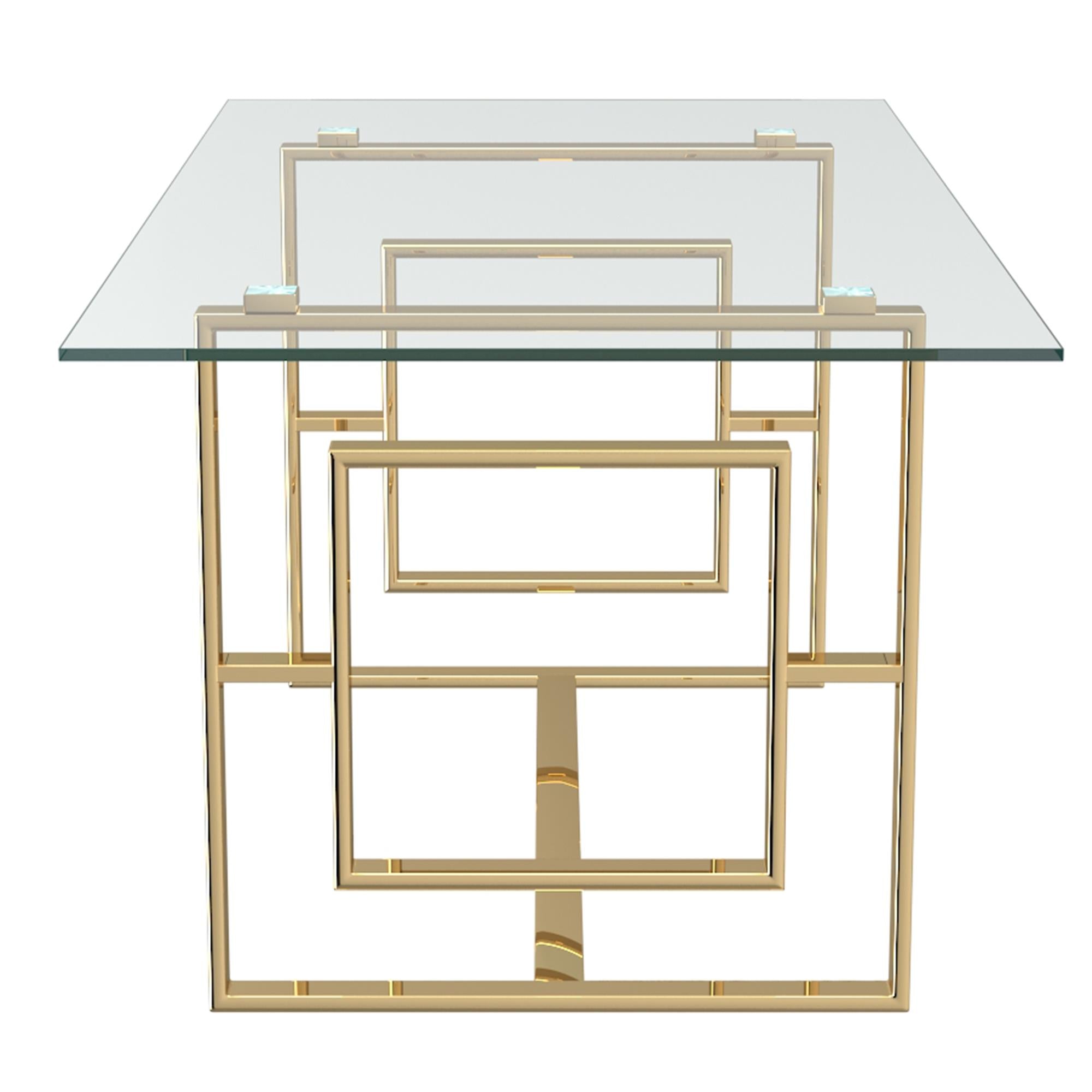 !nspire Eros 201-482GL Rectangular Dining Table - Gold IMAGE 4
