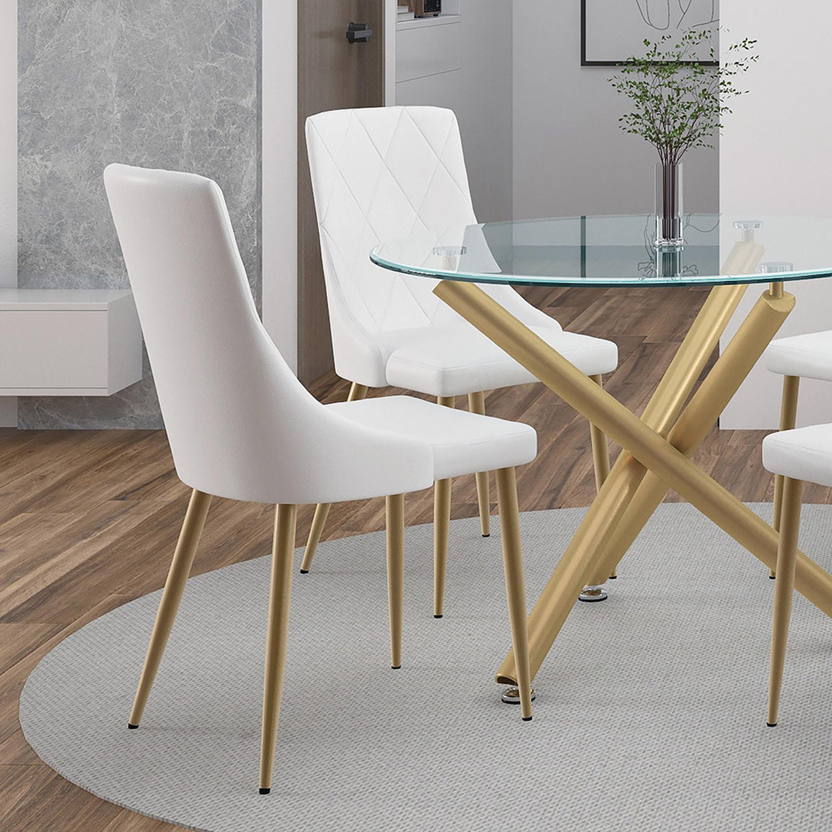 !nspire Antoine 202-573WT Dining Chair - White and Aged Gold IMAGE 2