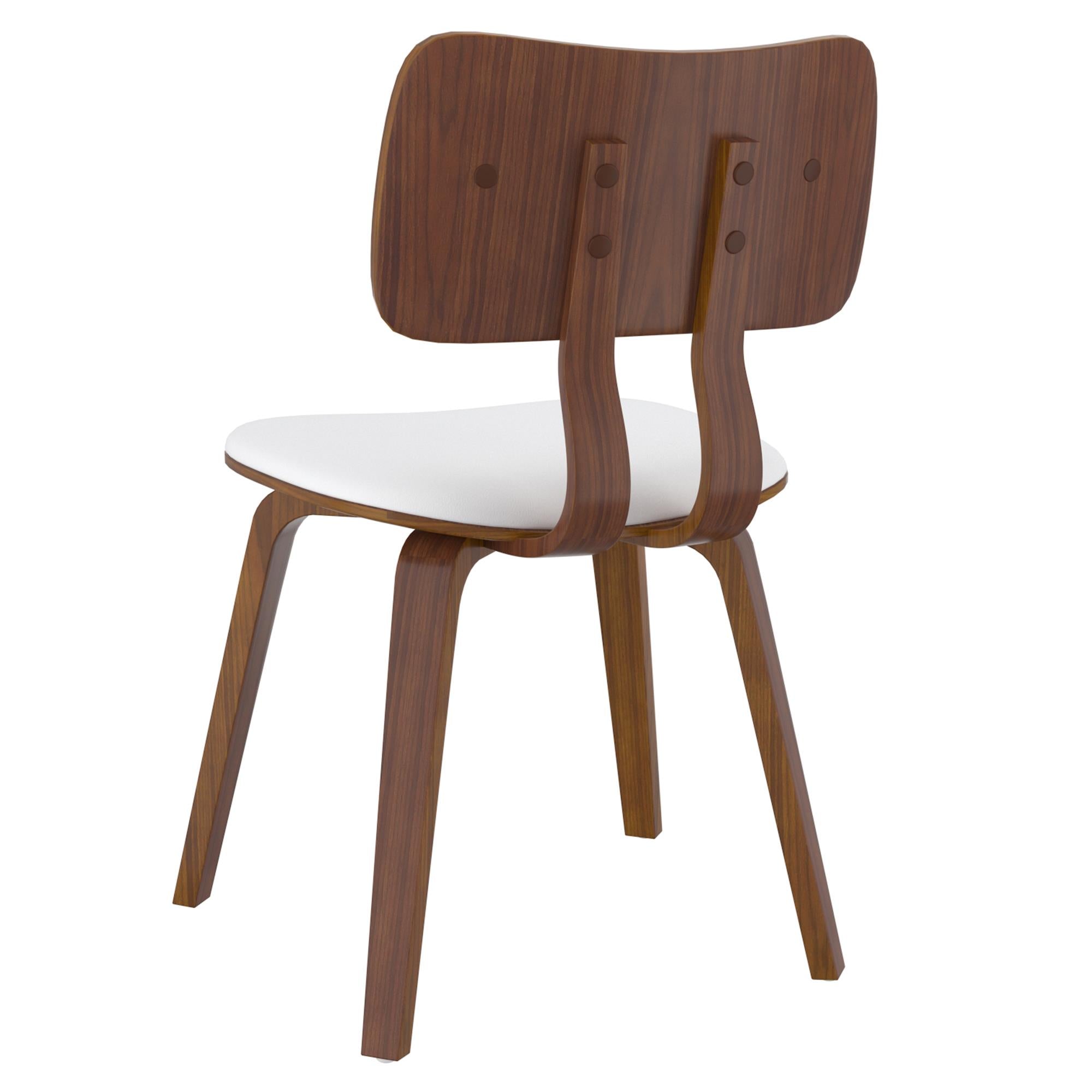 !nspire Zuni 202-581PUWT Dining Chair - White Faux Leather and Walnut IMAGE 3