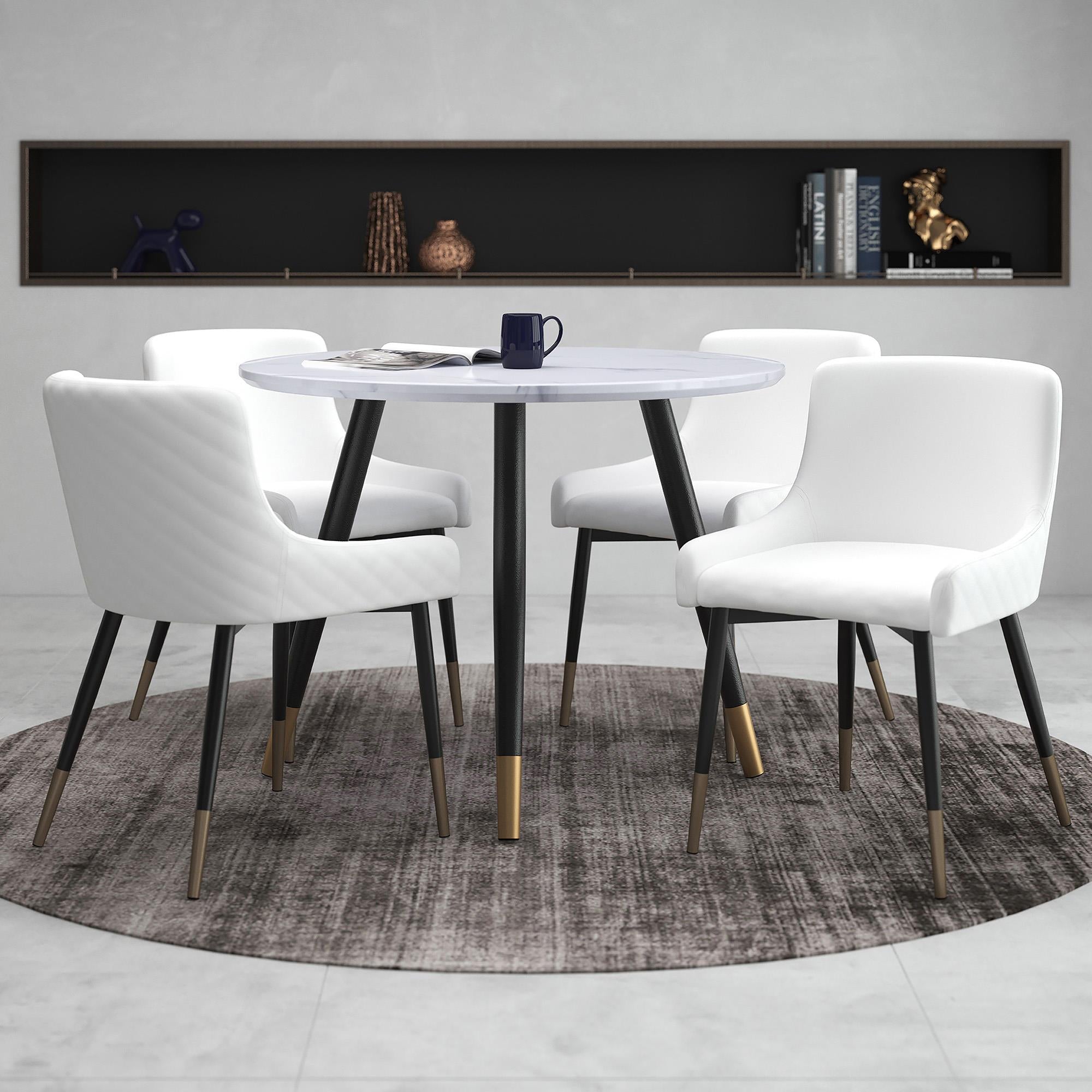 Worldwide Home Furnishings Emery/Xander 207-294RND_620WT 5 pc Dining Set - White with White Chair IMAGE 1