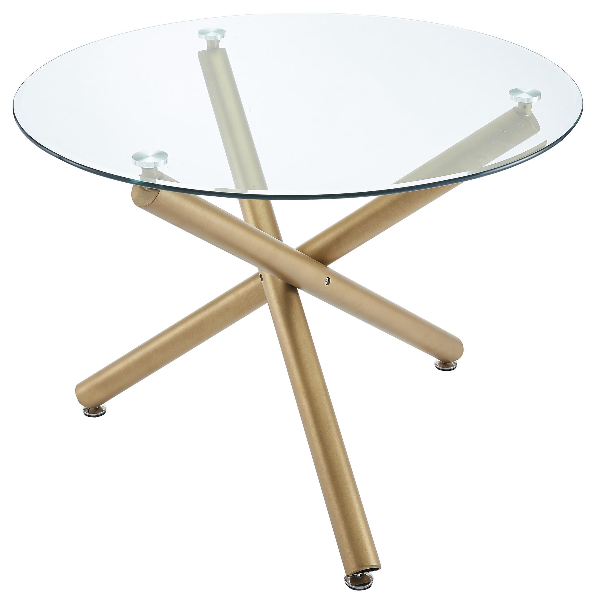 Worldwide Home Furnishings Carmilla/Antoine 207-353_573WT 5 pc Dining Set - Aged Gold with White Chair IMAGE 3