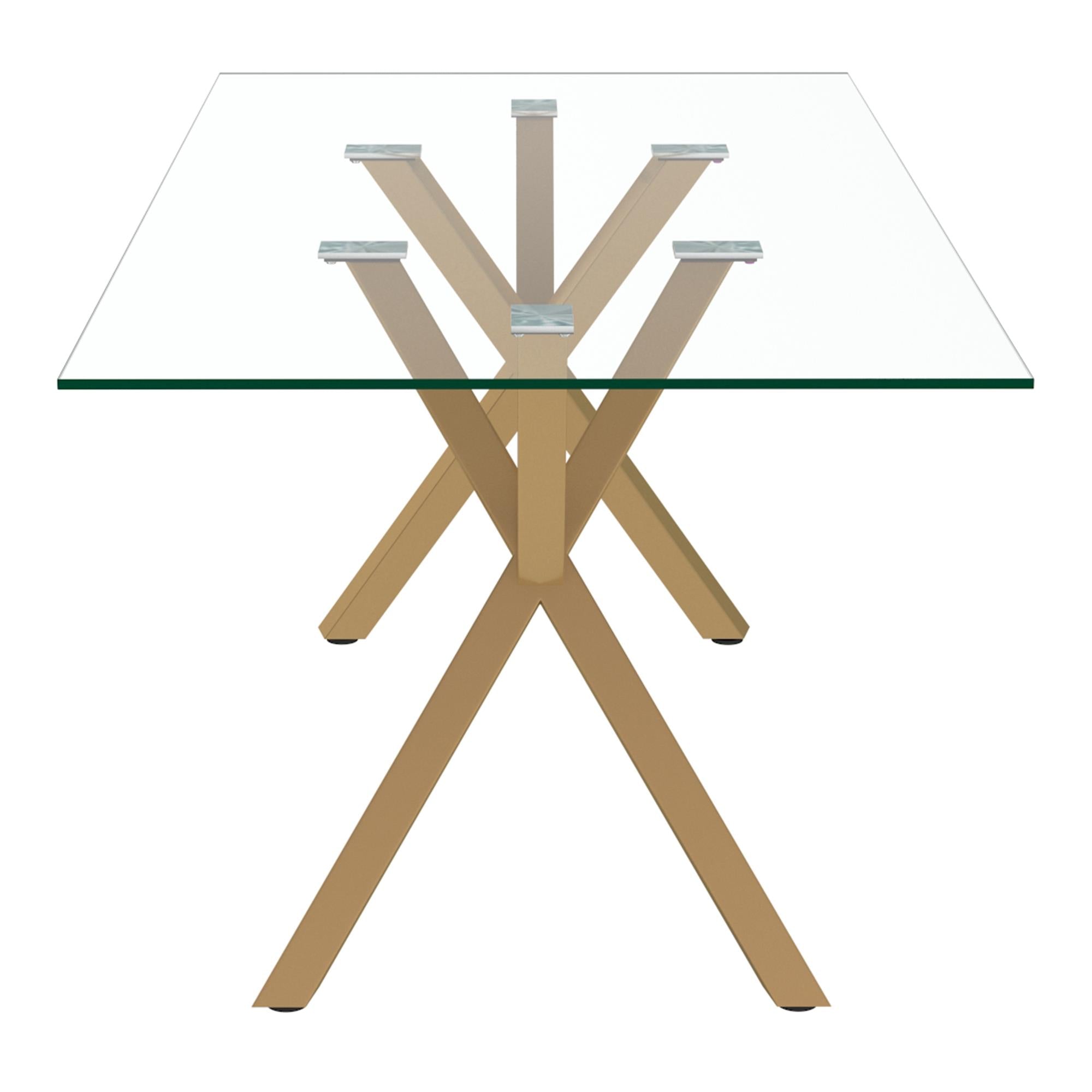 Worldwide Home Furnishings Stark/Antoine 207-535GL_573LG 7 pc Dining Set - Aged Gold with Light Grey Chair IMAGE 4