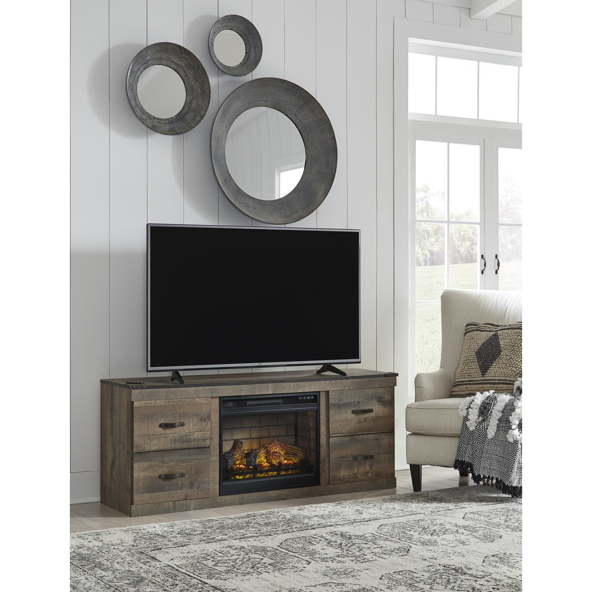 Signature Design by Ashley Trinell EW0446W8 TV Stand with Electric Fireplace IMAGE 3