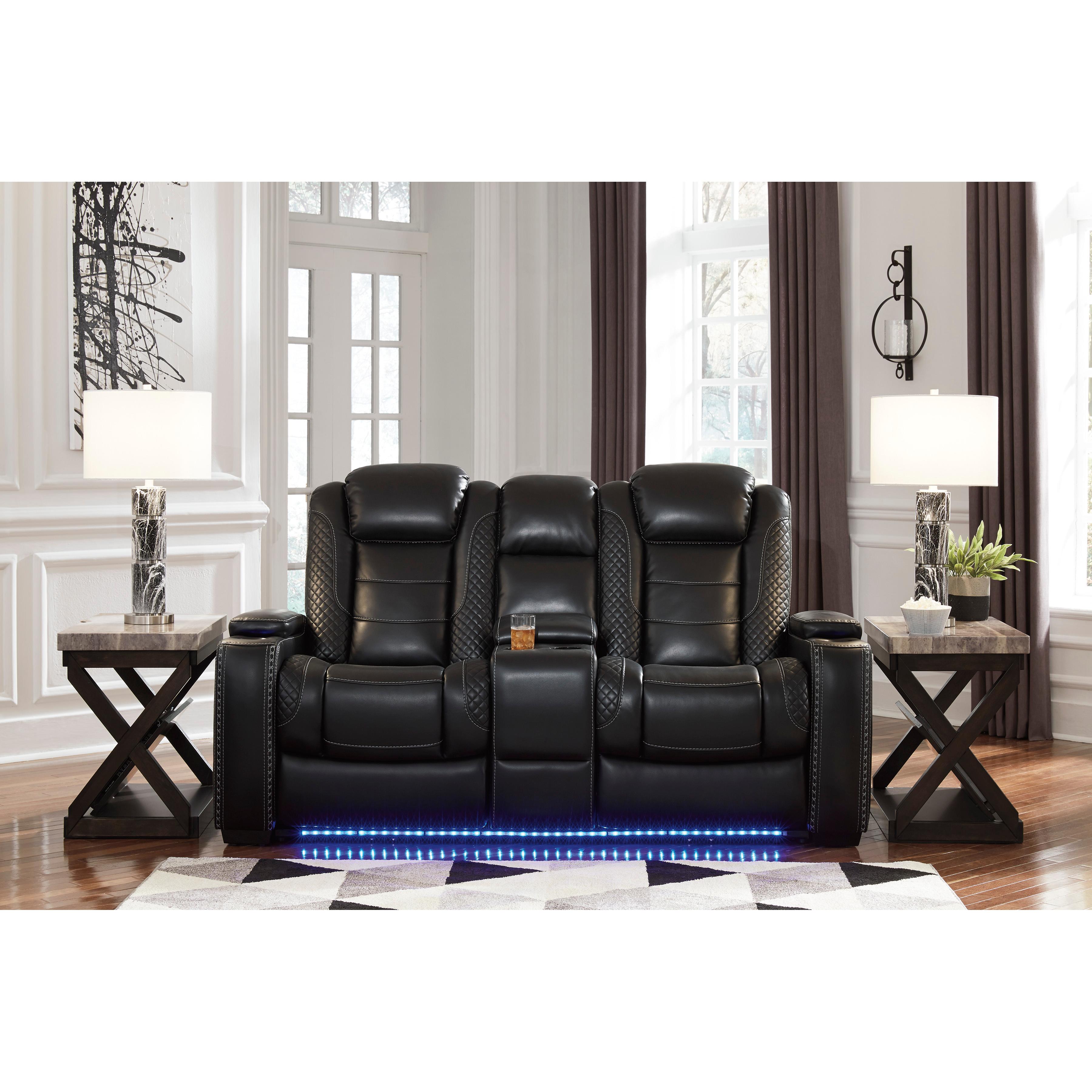 Signature Design by Ashley Party Time 3700318C Power Reclining Loveseat w/ Console and ADJ Headrest IMAGE 5