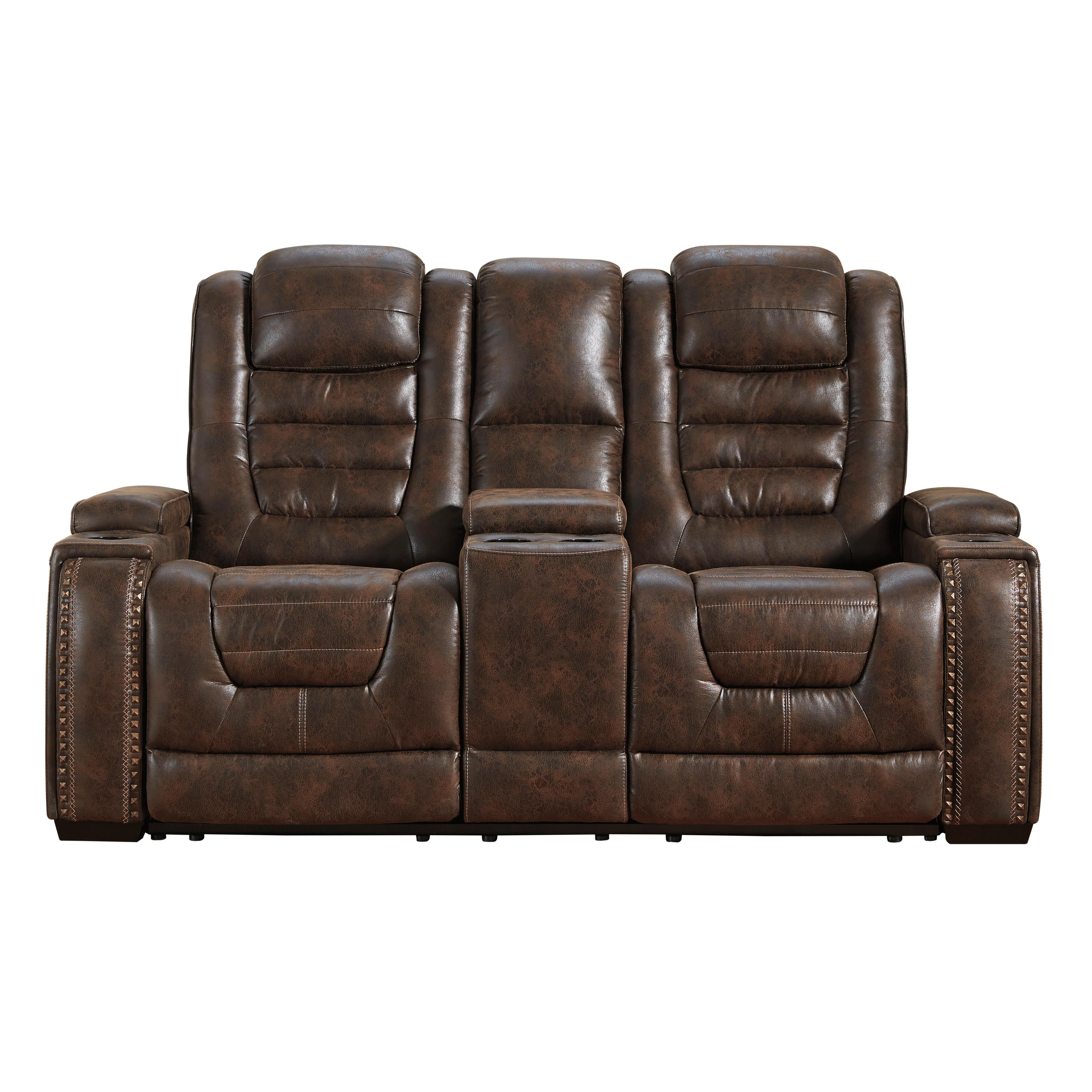 Signature Design by Ashley Game Zone 3850118C Power Reclining Loveseat w/ Console and ADJ Headrest IMAGE 1